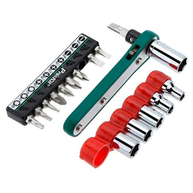 Изображение товара Набор отвертка трещотка со сменными насадками PROSKIT 1PK-202A 17 шт