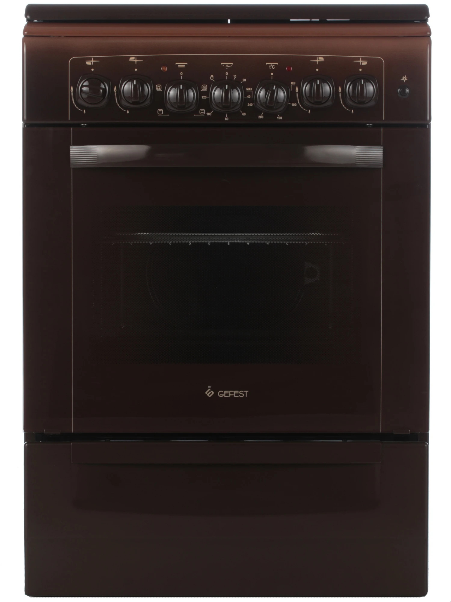 Изображение товара Кухонная плита GEFEST 6102-02 0001 коричневая с духовкой 55л газовая и электрическая