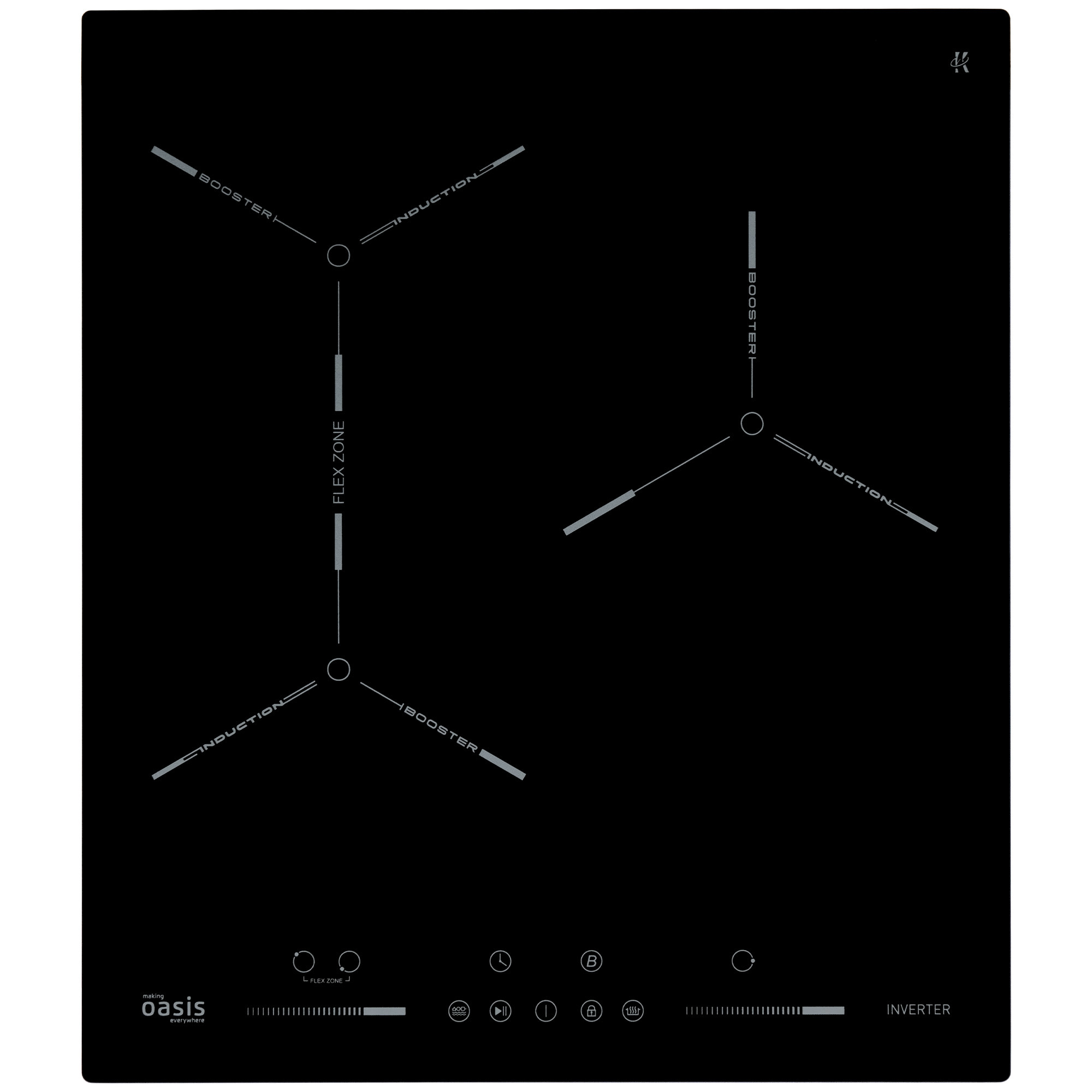 Изображение товара Индукционная варочная панель Making oasis everywhere P-EBG 45 см 3 конфорки цвет черный