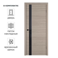 Изображение товара Дверь межкомнатная со стеклом Канзас 90x200 см ПВХ цвет дуб европейский красный с замком и петлями