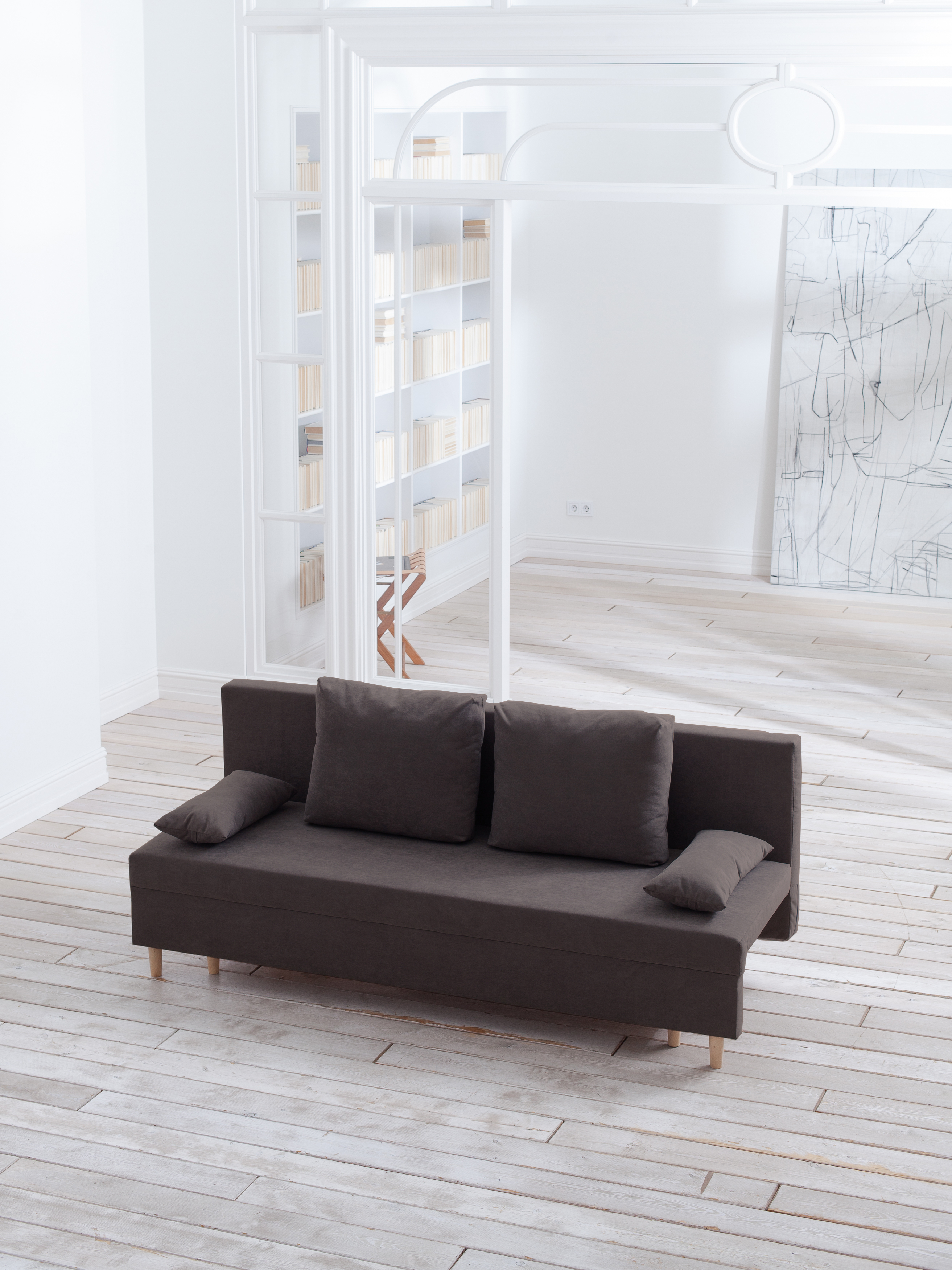 Изображение товара Раскладной диван Cityhd прямой 190x73x73 см велюр коричневый