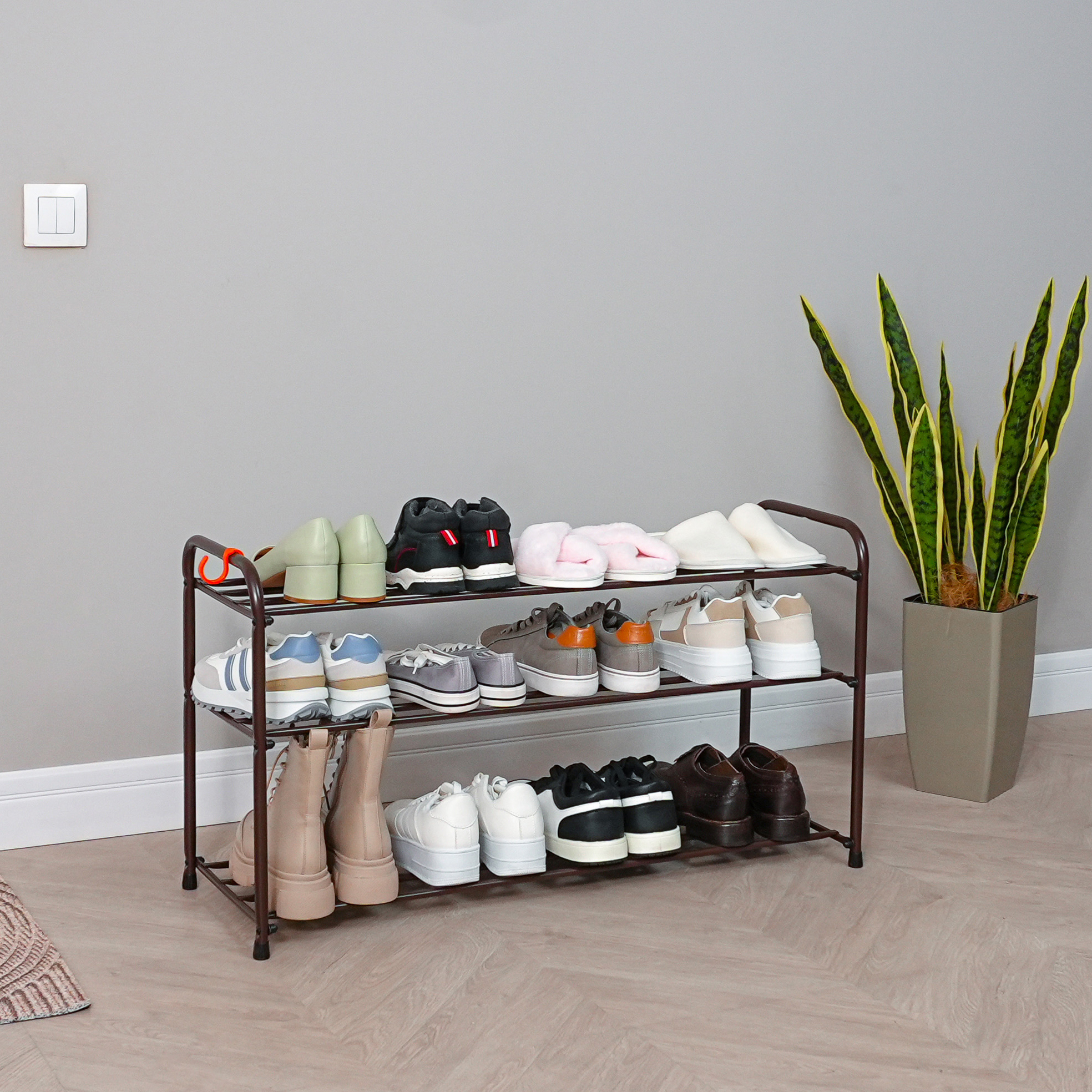 Изображение товара Подставка для обуви ЗМИ Альфа 33 3 полки металл коричневая