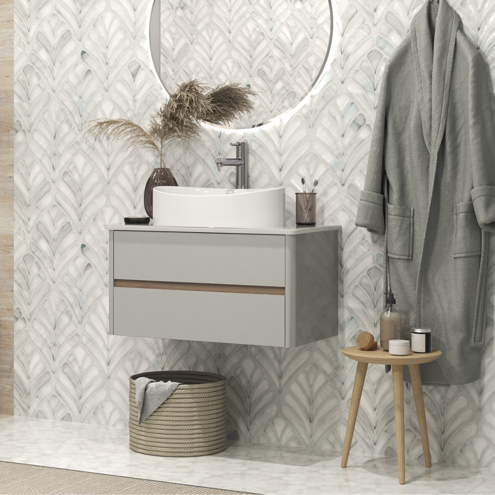 Изображение товара Подвесная тумба для ванной Monro 80x45 см серый МДФ стекло Blumotion Россия