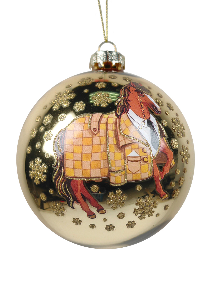 Изображение товара Елочный шар Символ года ø10 см стекло золотой праздничное украшение