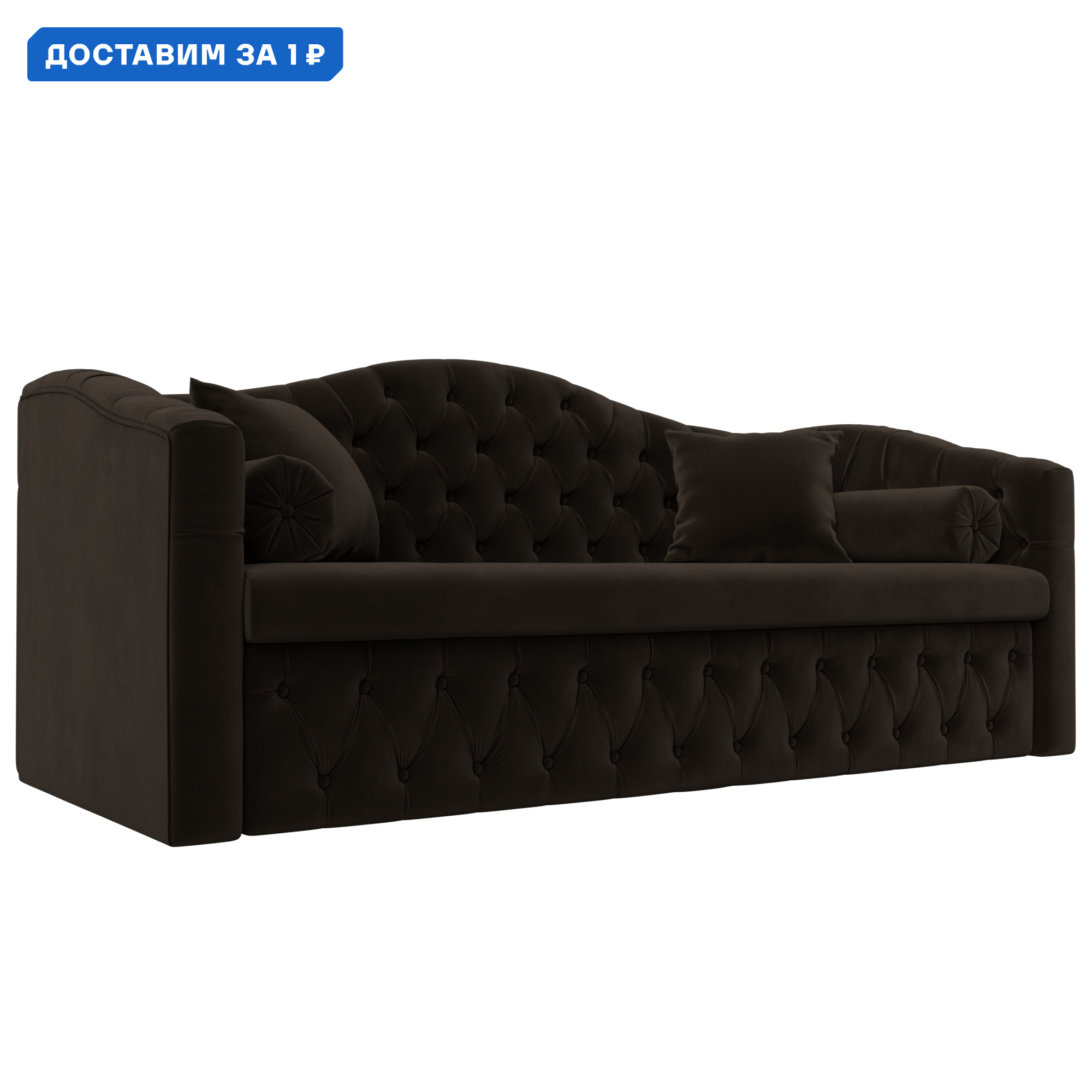 Изображение товара Детский диван раскладной Мечта Лига диванов коричневый Вельвет 215х102х87 см