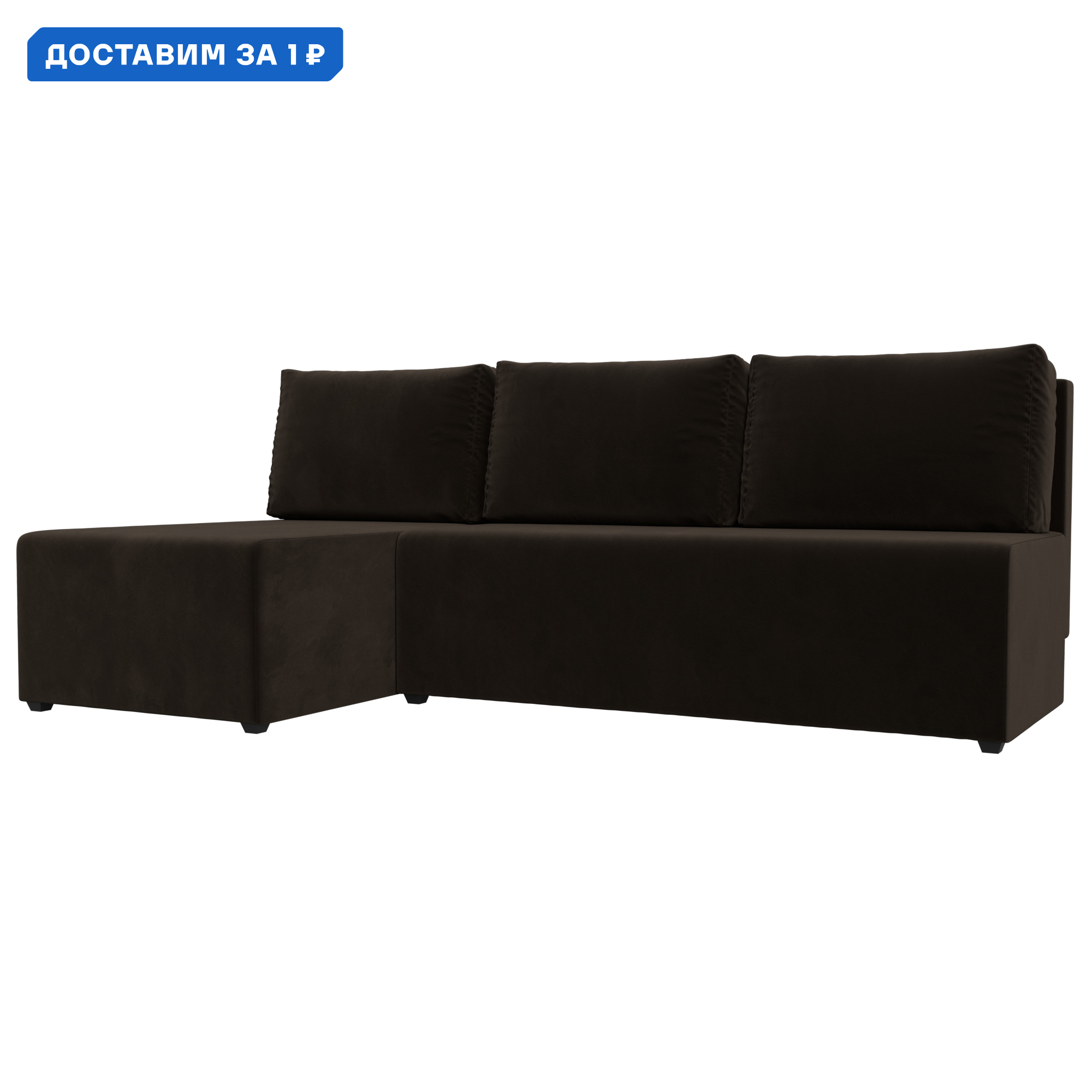 Изображение товара Угловой диван Поло Лига диванов с ящиком и механизмом Еврокнижка коричневый