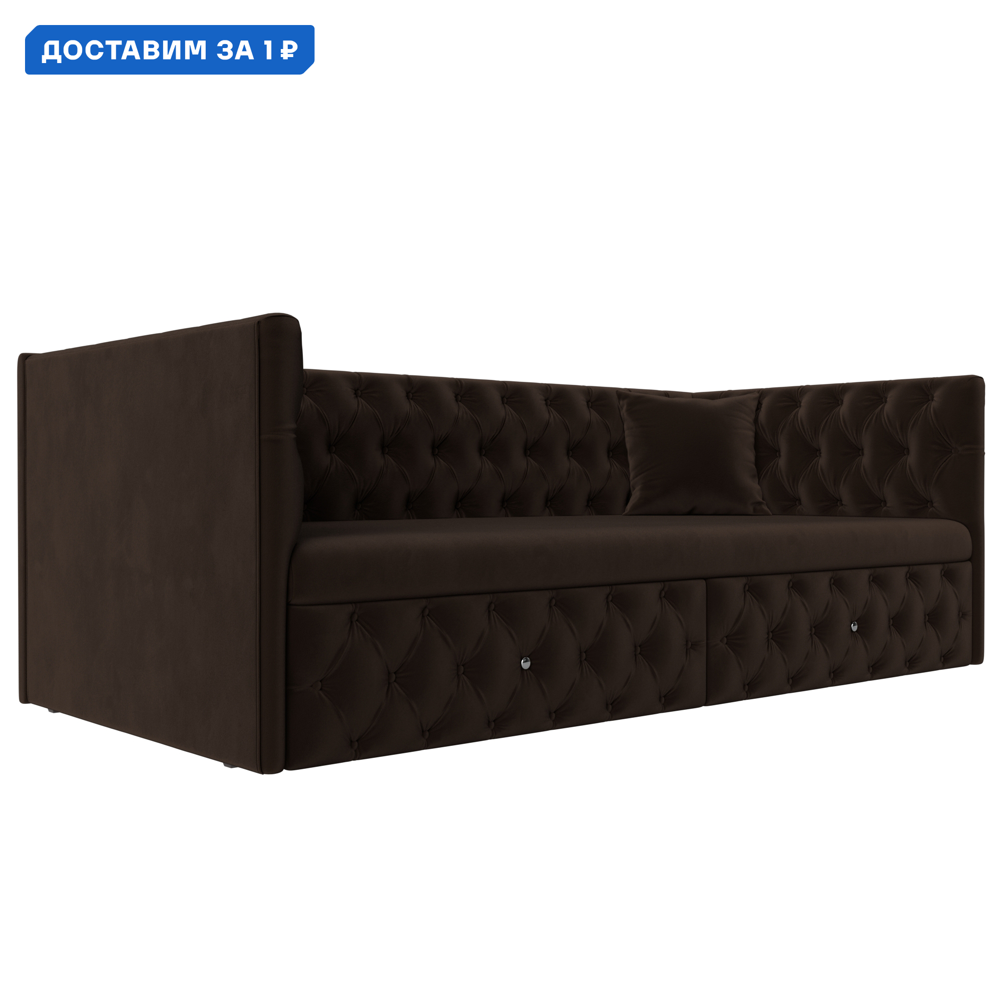 Изображение товара Детский диван Найс Лига диванов 200x77x87 см микровельвет коричневый