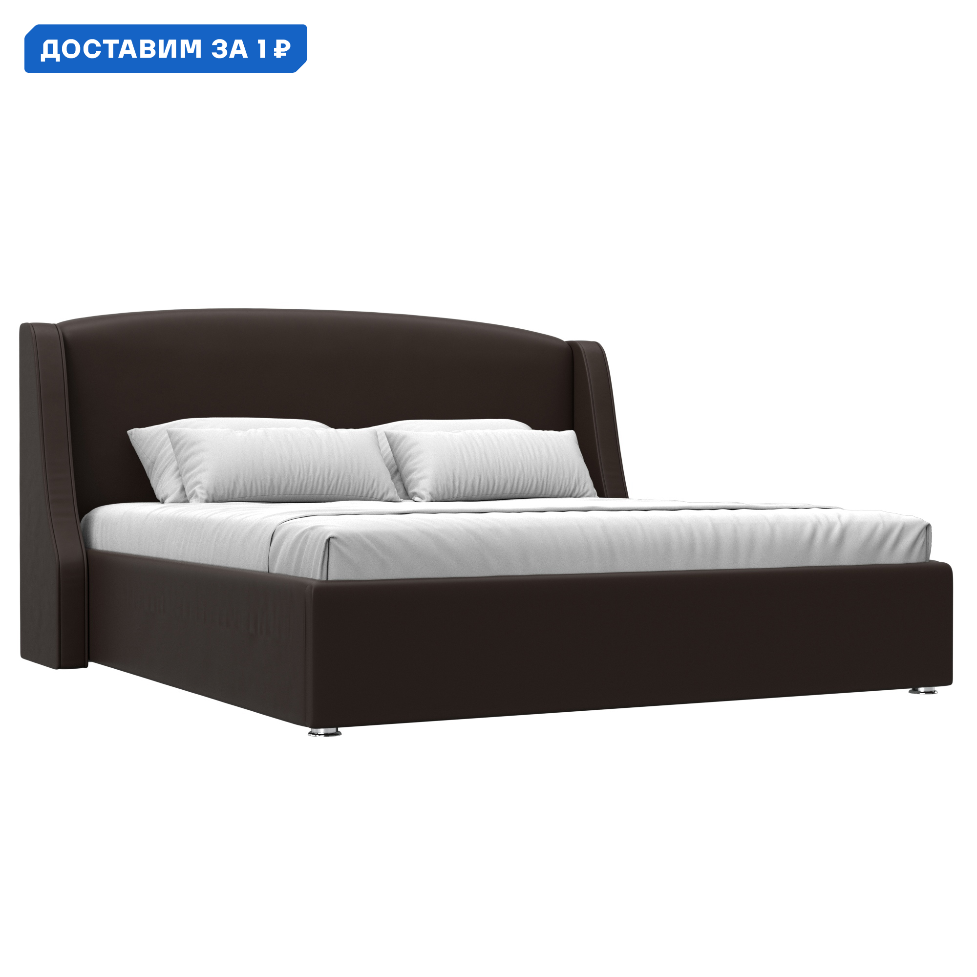 Изображение товара Кровать Лотос 180 Лига диванов 120770 215x120x210 см экокожа цвет коричневый