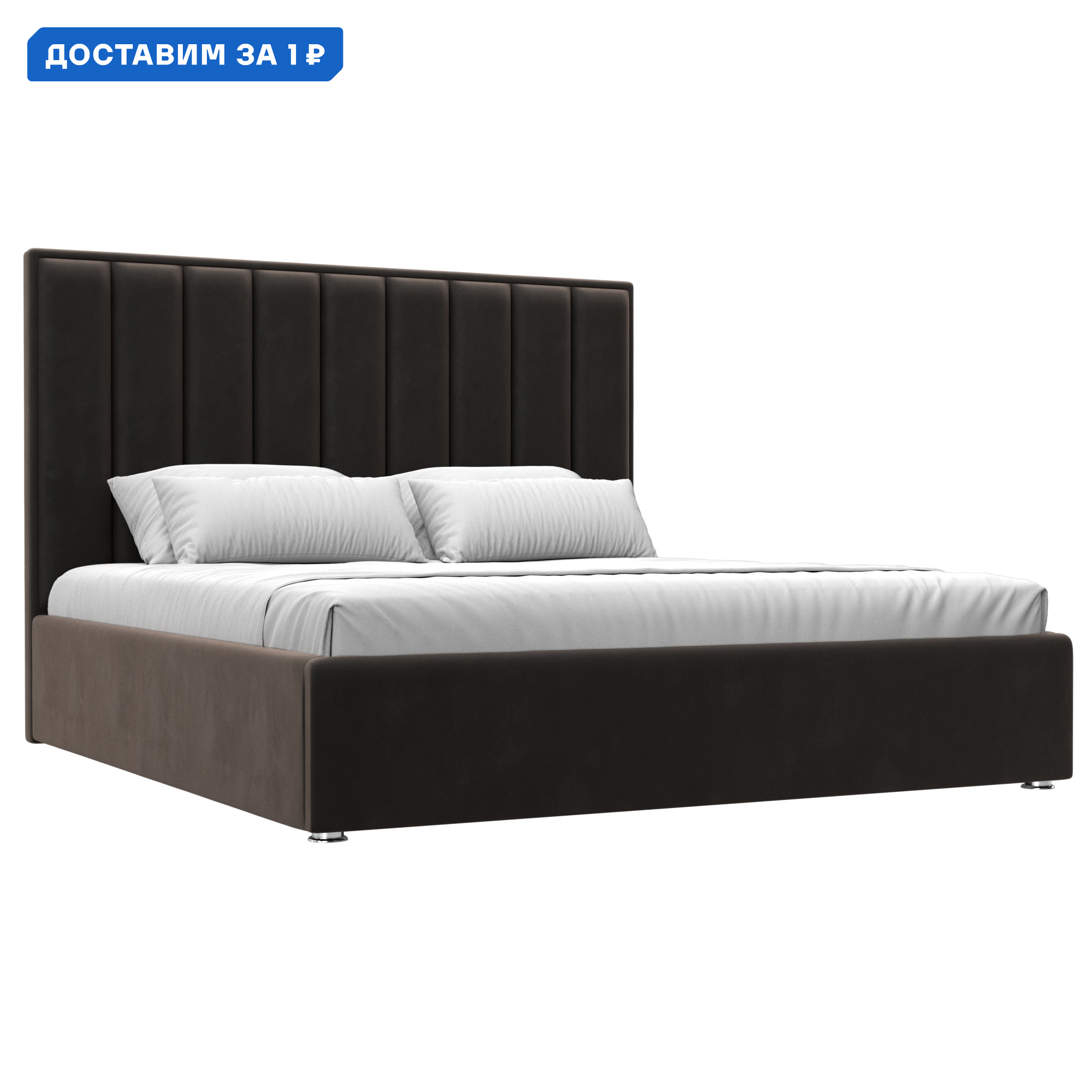 Изображение товара Кровать Афродита 180 Лига диванов велюр коричневый современная с ящиком