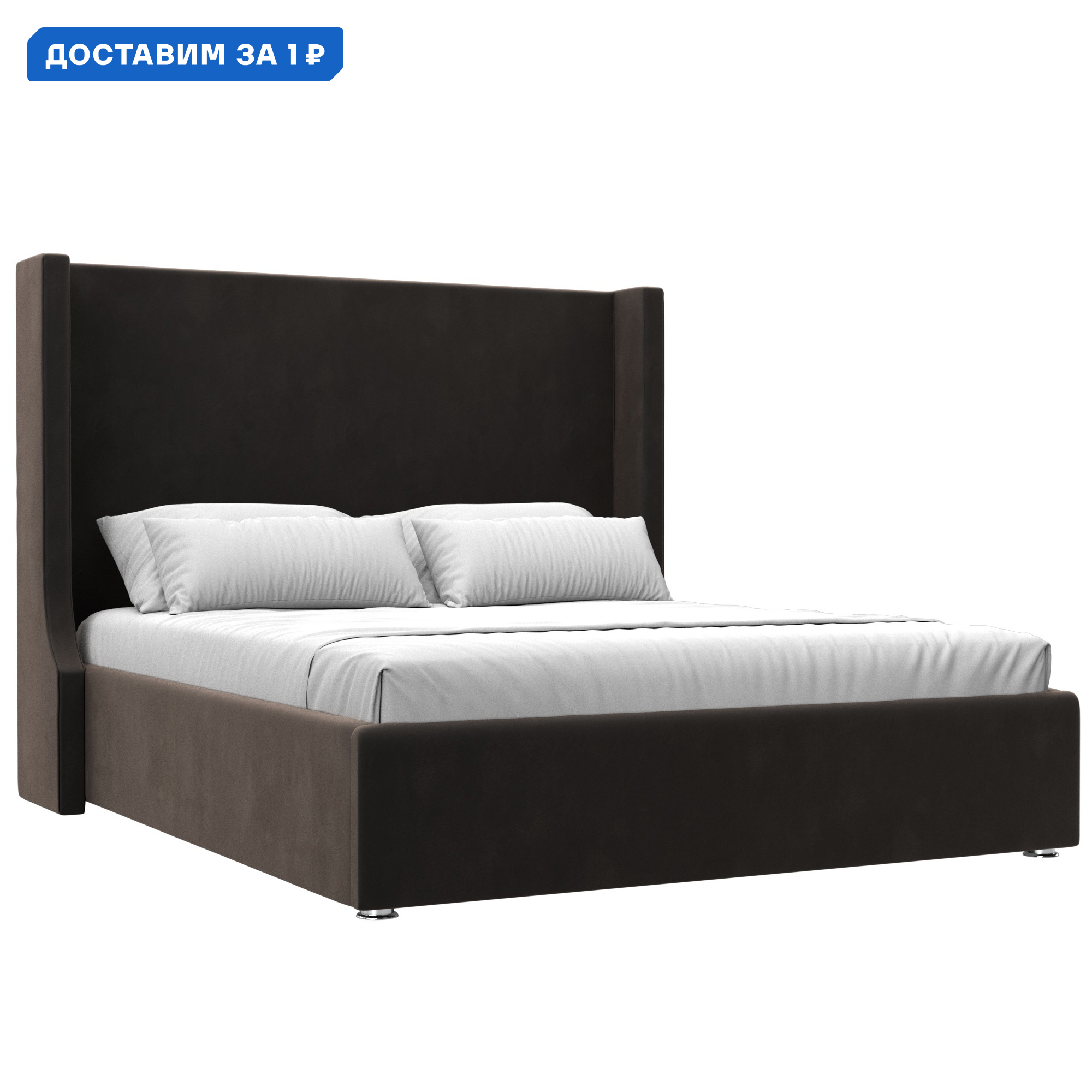 Изображение товара Кровать Ларго 160 с ящиком и подъемным механизмом Коричневая Россия