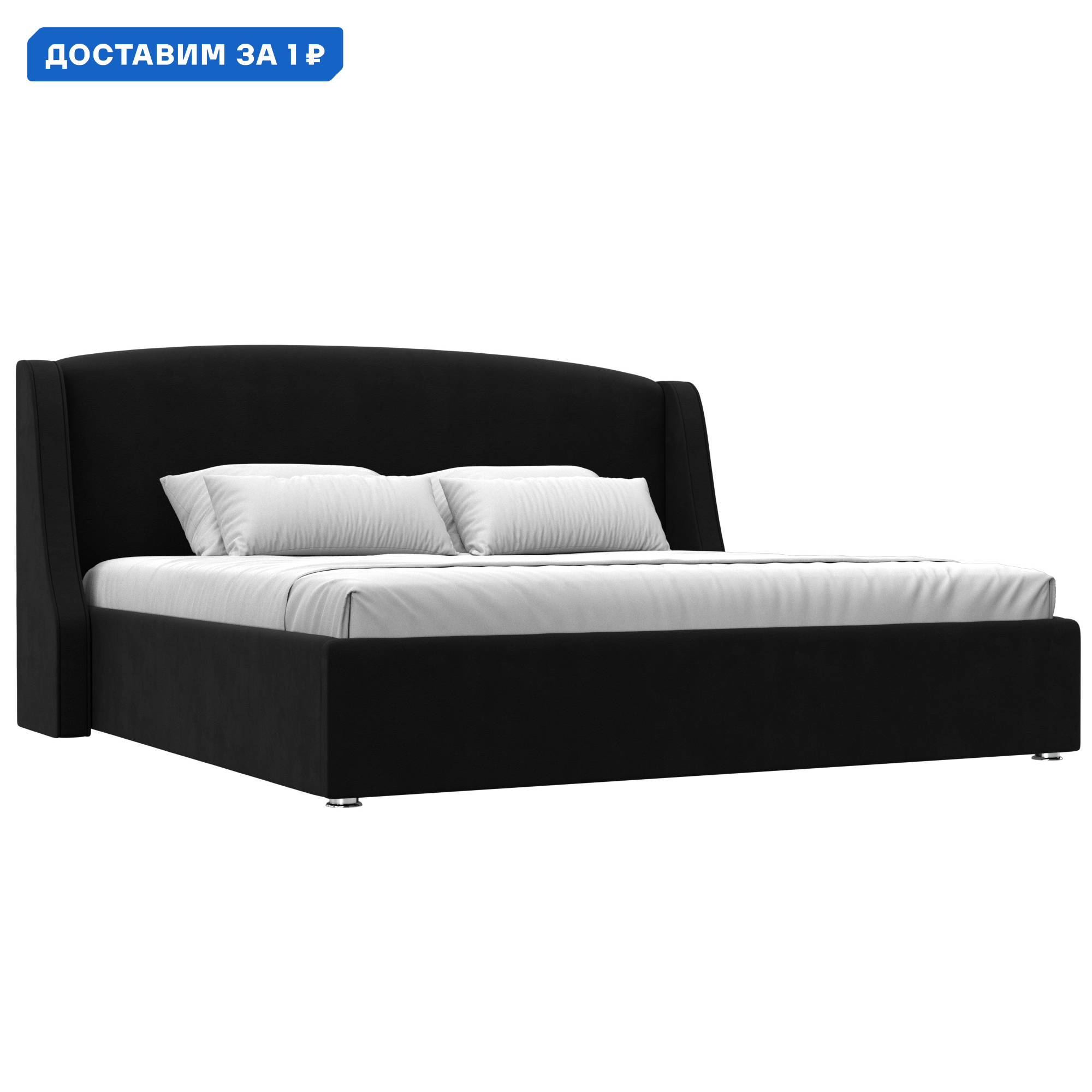 Изображение товара Кровать Лотос 200 Лига диванов 120806 235x120x210 см микровельвет цвет черный