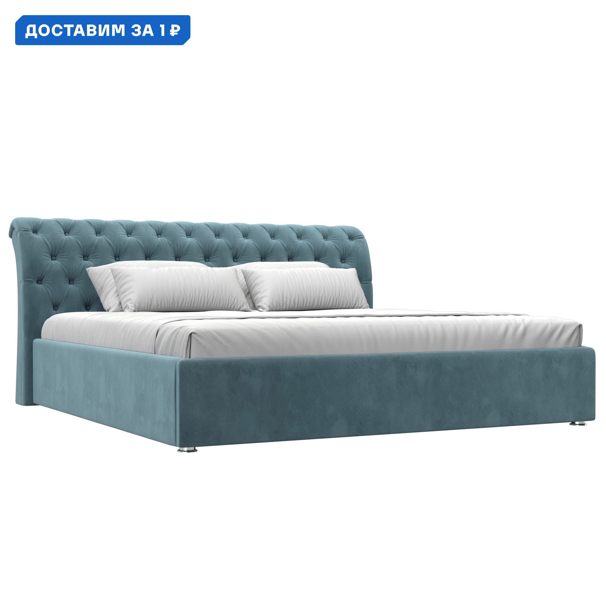 Изображение товара Кровать Сицилия 200 Лига диванов с ящиком и подъемным механизмом, бирюзовая