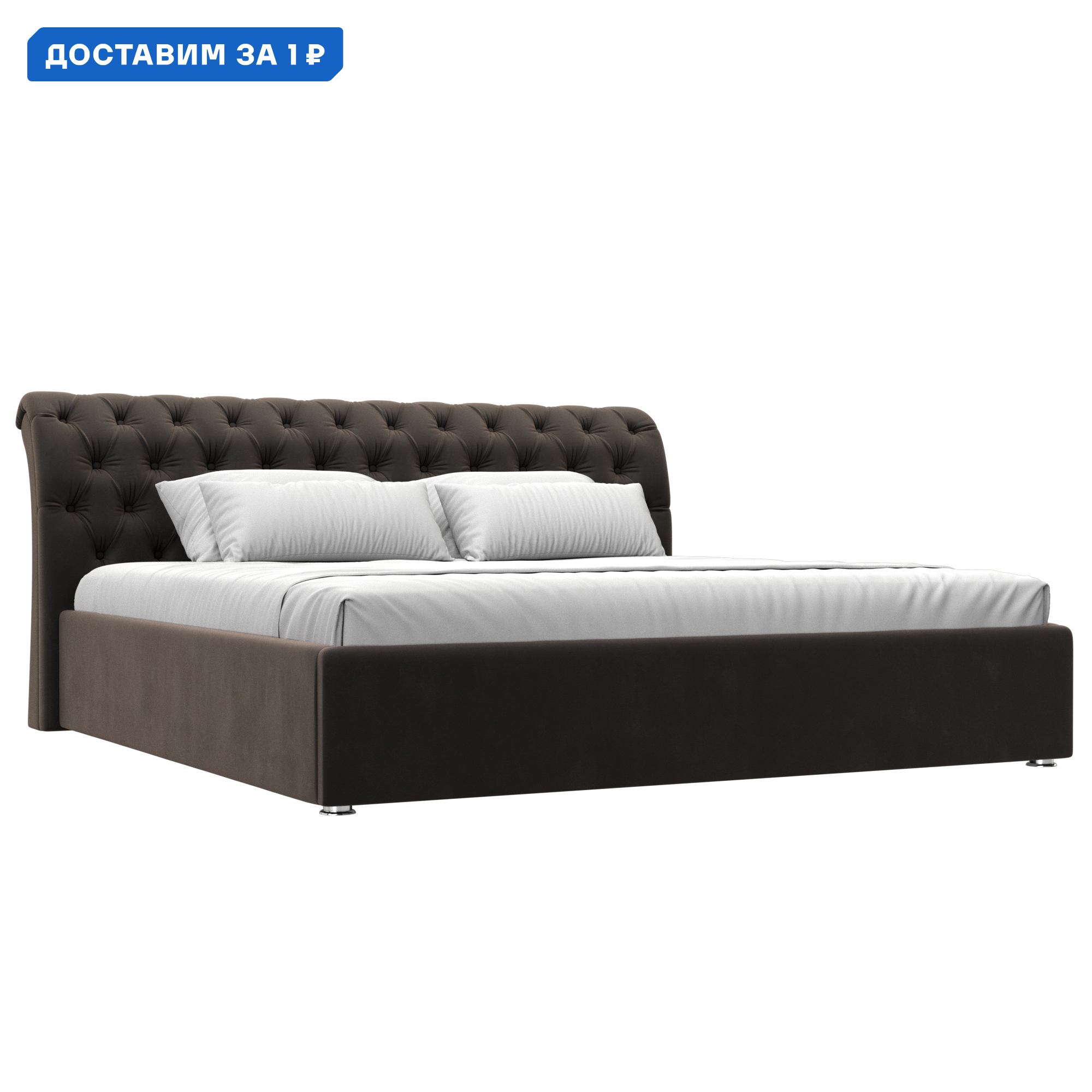 Изображение товара Кровать Сицилия 200 Лига диванов с ящиком и подъемным механизмом коричневая