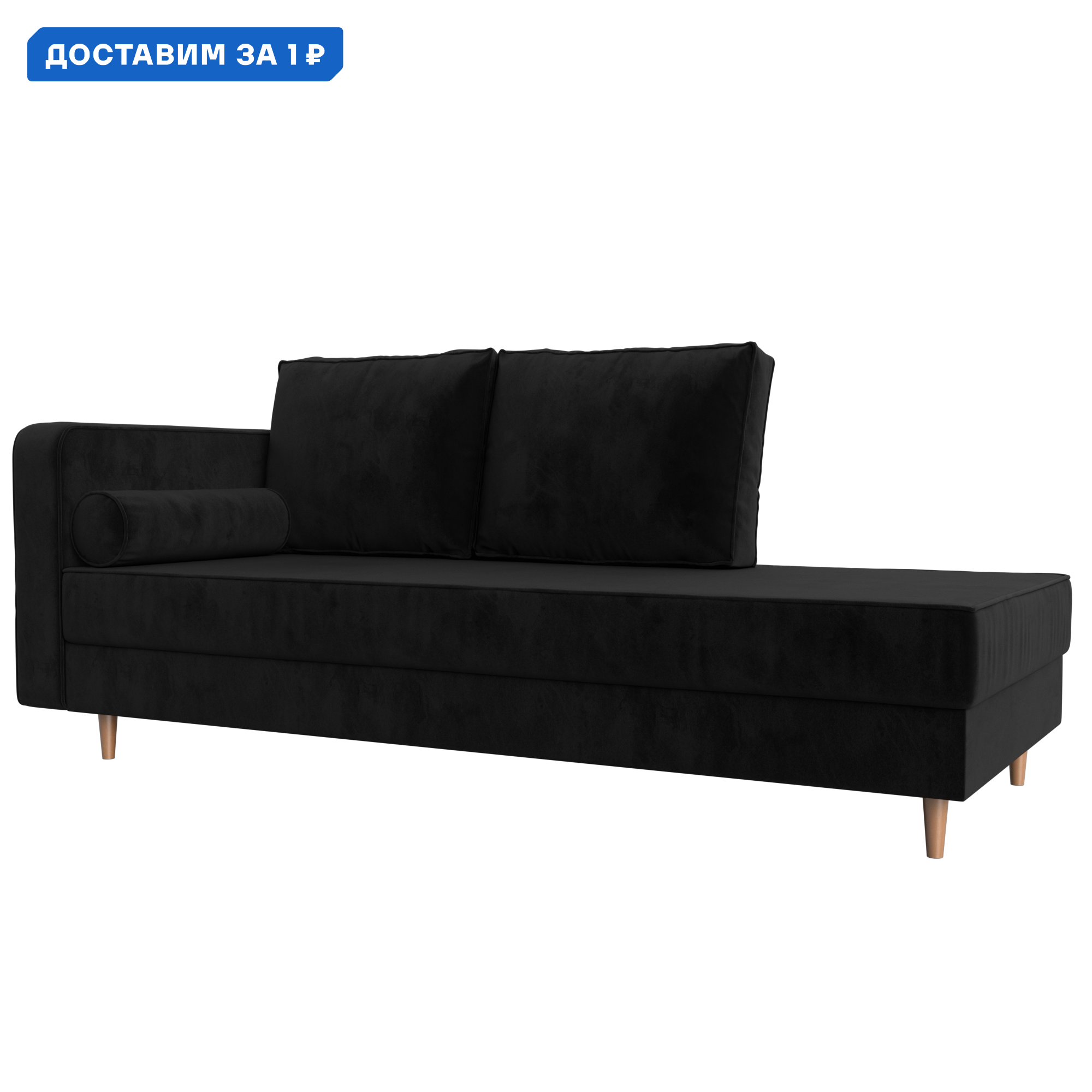 Изображение товара Кушетка Прайм левая Лига диванов 100879L черный велюр