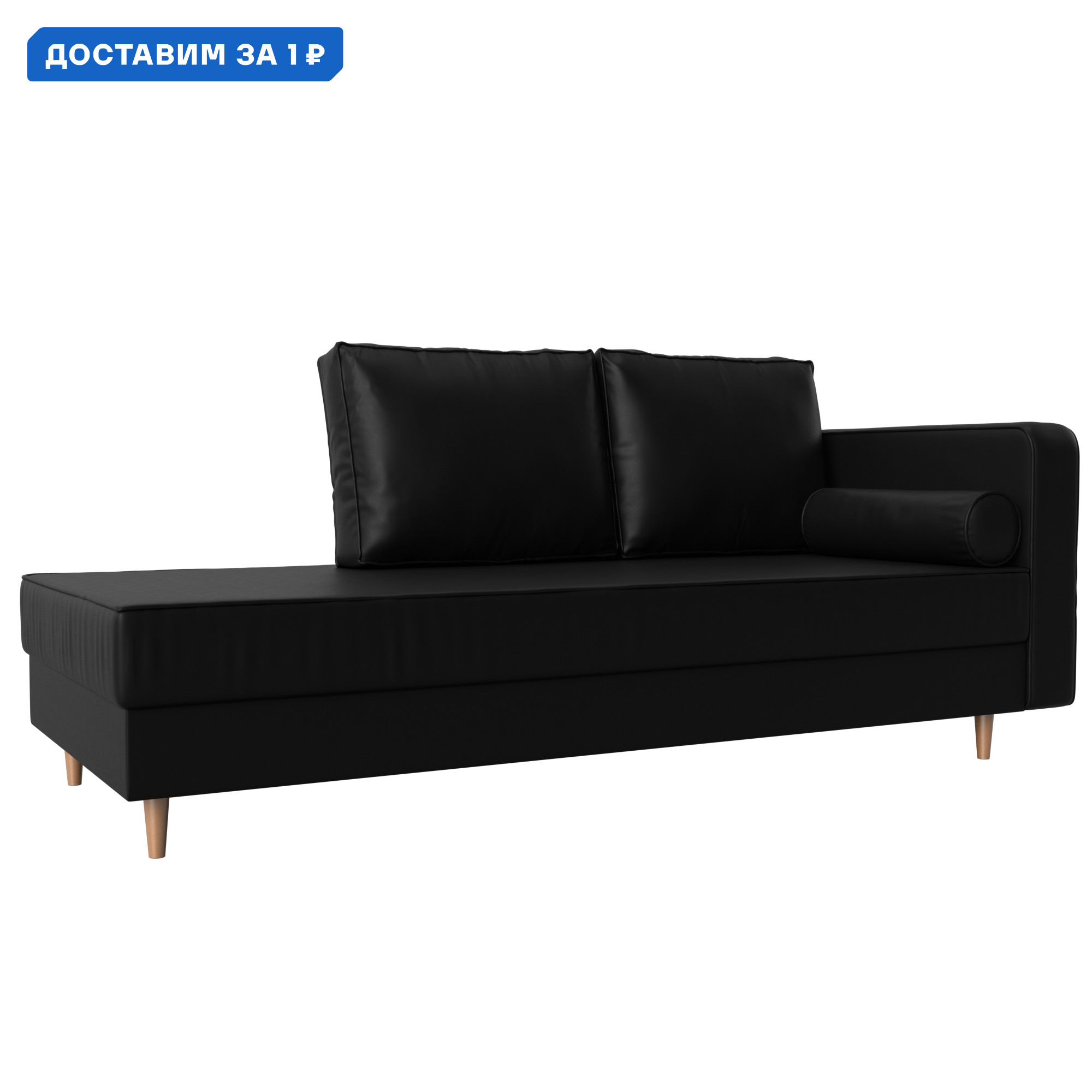 Изображение товара Кушетка Прайм правая Лига диванов 100894 212x77x81 см экокожа цвет черный