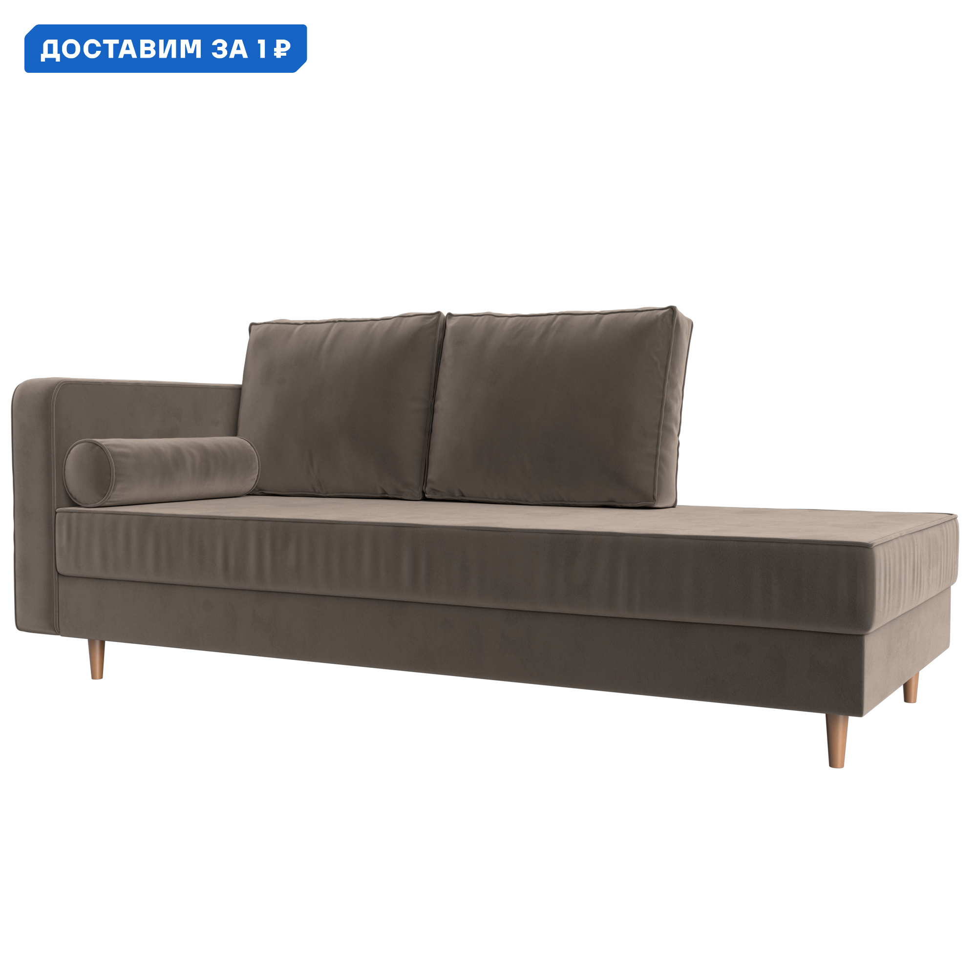 Изображение товара Диван Прайм левый Лига диванов 212x81x77 см велюр коричневый комфортный