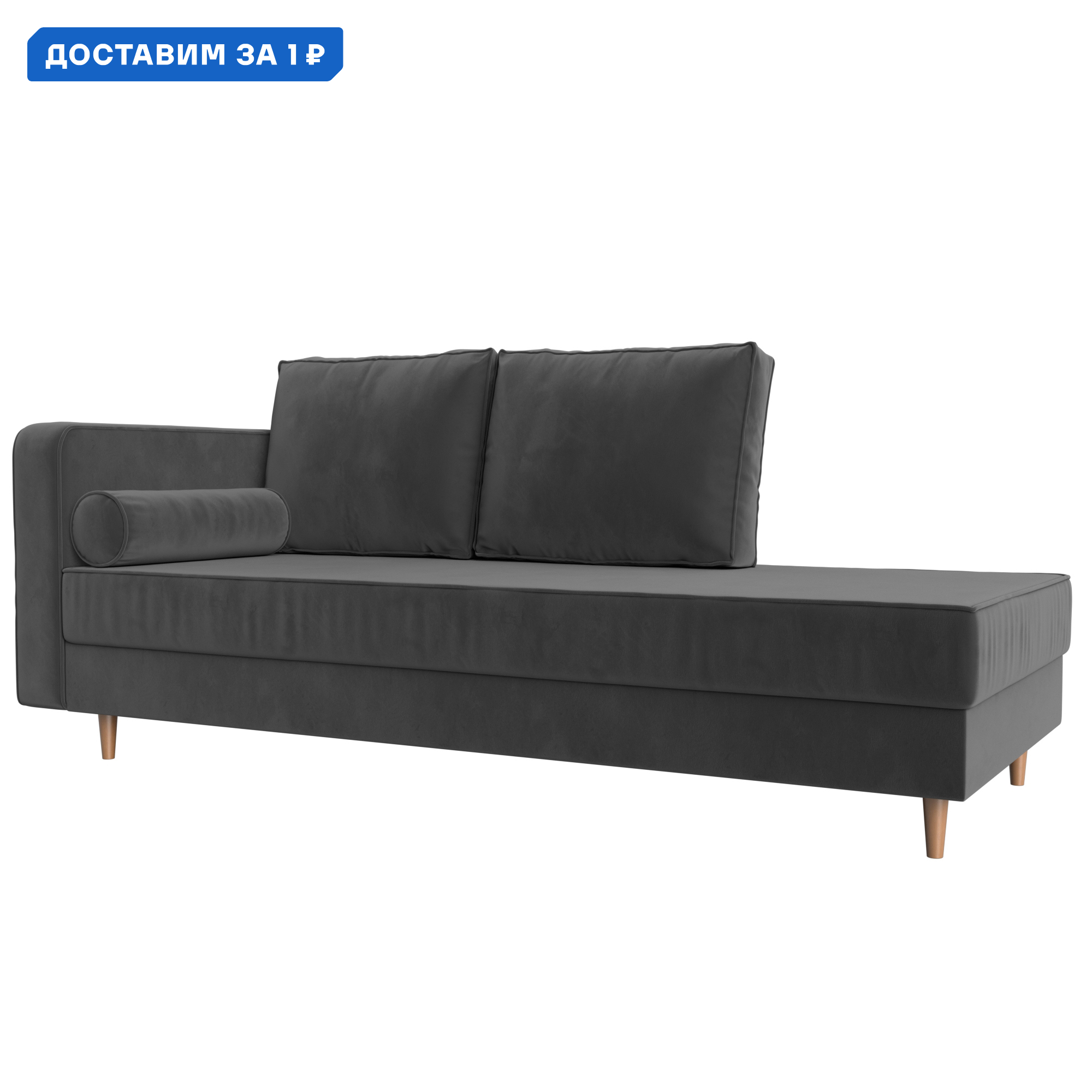 Изображение товара Диван Прайм левый Лига диванов 212x77x81 см велюр серый