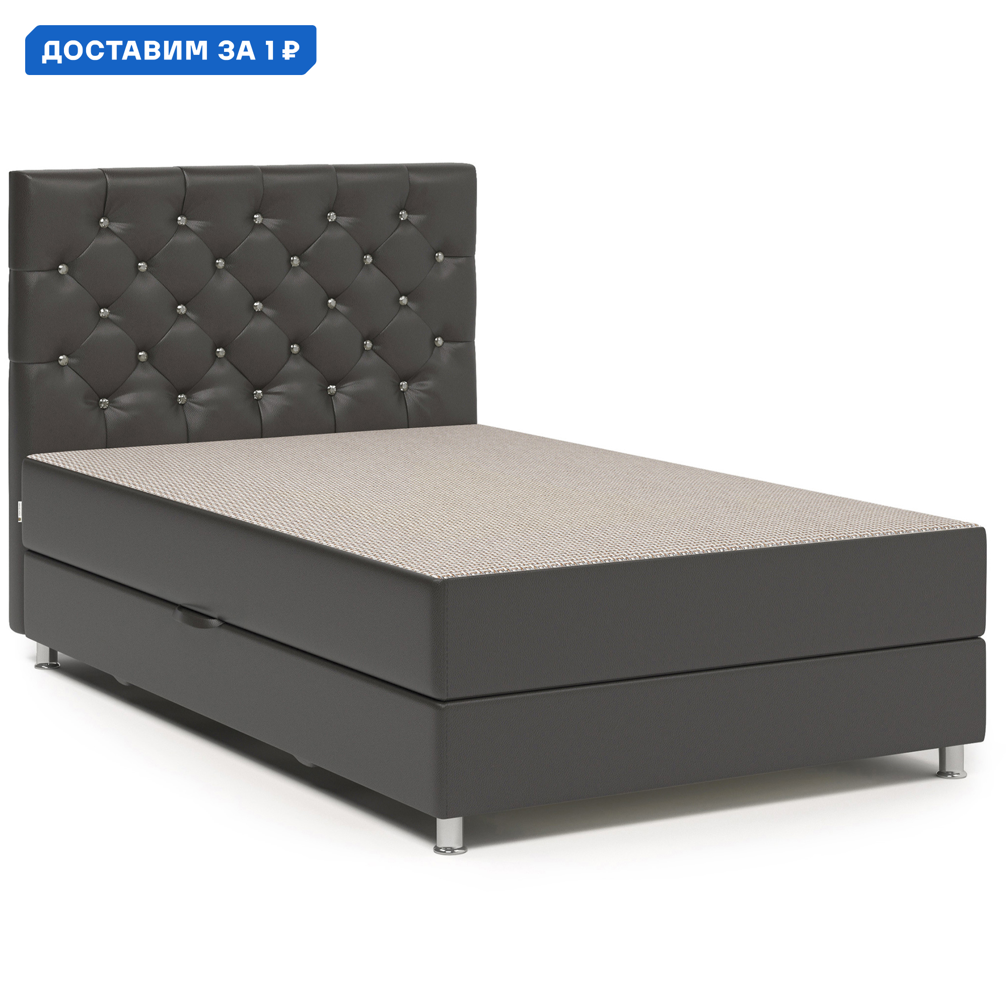 Изображение товара Кровать Шармэль Люкс 160 Корфу беж и экокожа шоколад с механизмом подъема