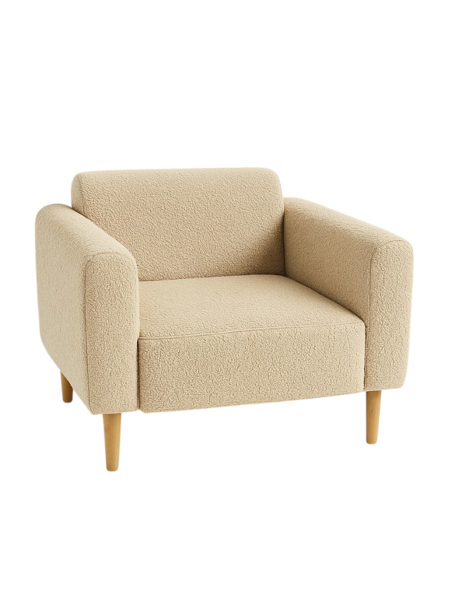 Изображение товара Кресло Диван не мебель Рондо 80x73x74 см искусственный мех цвет бежевый/светло-бежевый