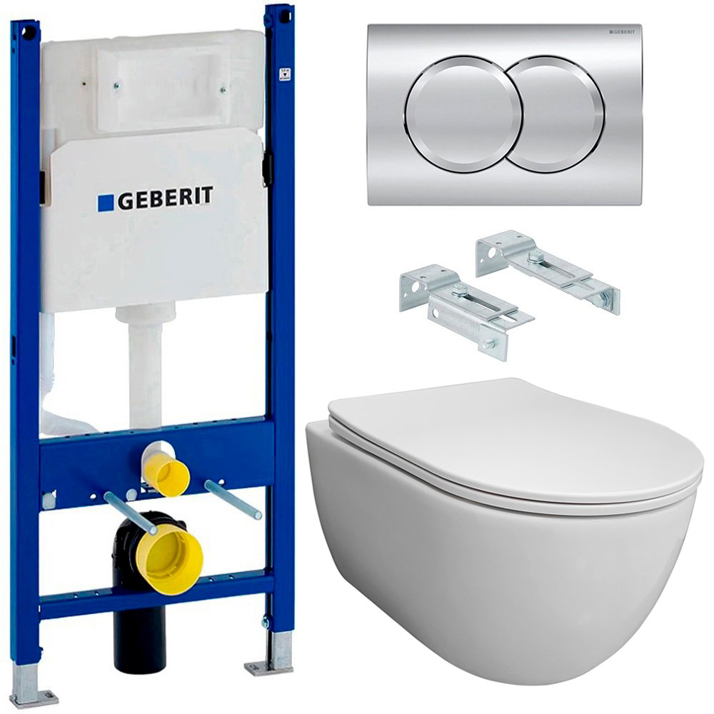 Изображение товара Комплект инсталляции и унитаза Bloomix Diva безободковый с сиденьем и клавишей смыва