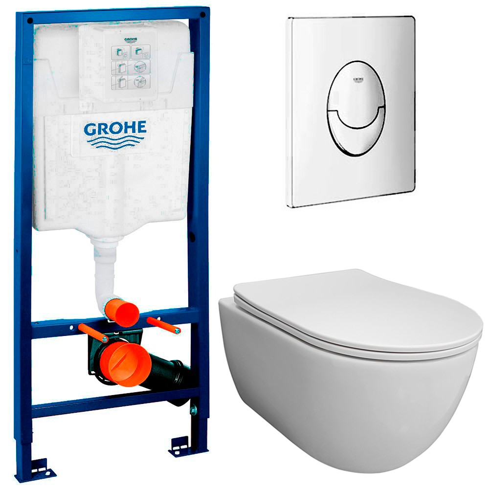 Изображение товара Комплект инсталляции с унитазом Bloomix Diva MD1211R/UF1 и Grohe Rapid SL 38721001