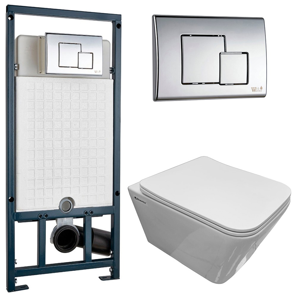Изображение товара Комплект инсталляции с унитазом WeltWasser Marberg 507 SE унитаз Bloomix Regnum 1202 безободковый с сиденьем