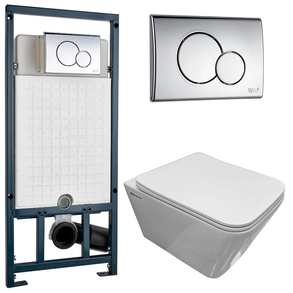 Изображение товара Комплект инсталляции с унитазом Bloomix Regnum 1202 безободковый с сиденьем и инсталляцией