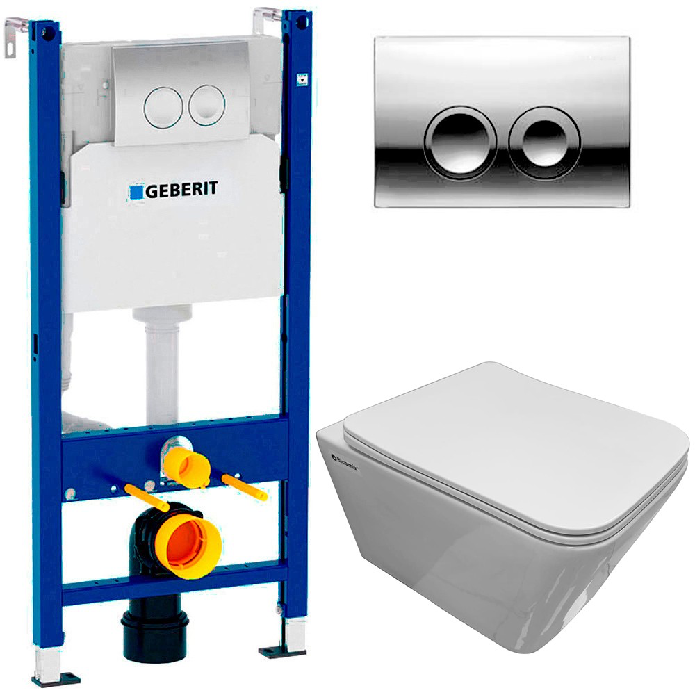 Изображение товара Комплект инсталляции с безободковым унитазом Bloomix Regnum 1202 и сиденьем Geberit