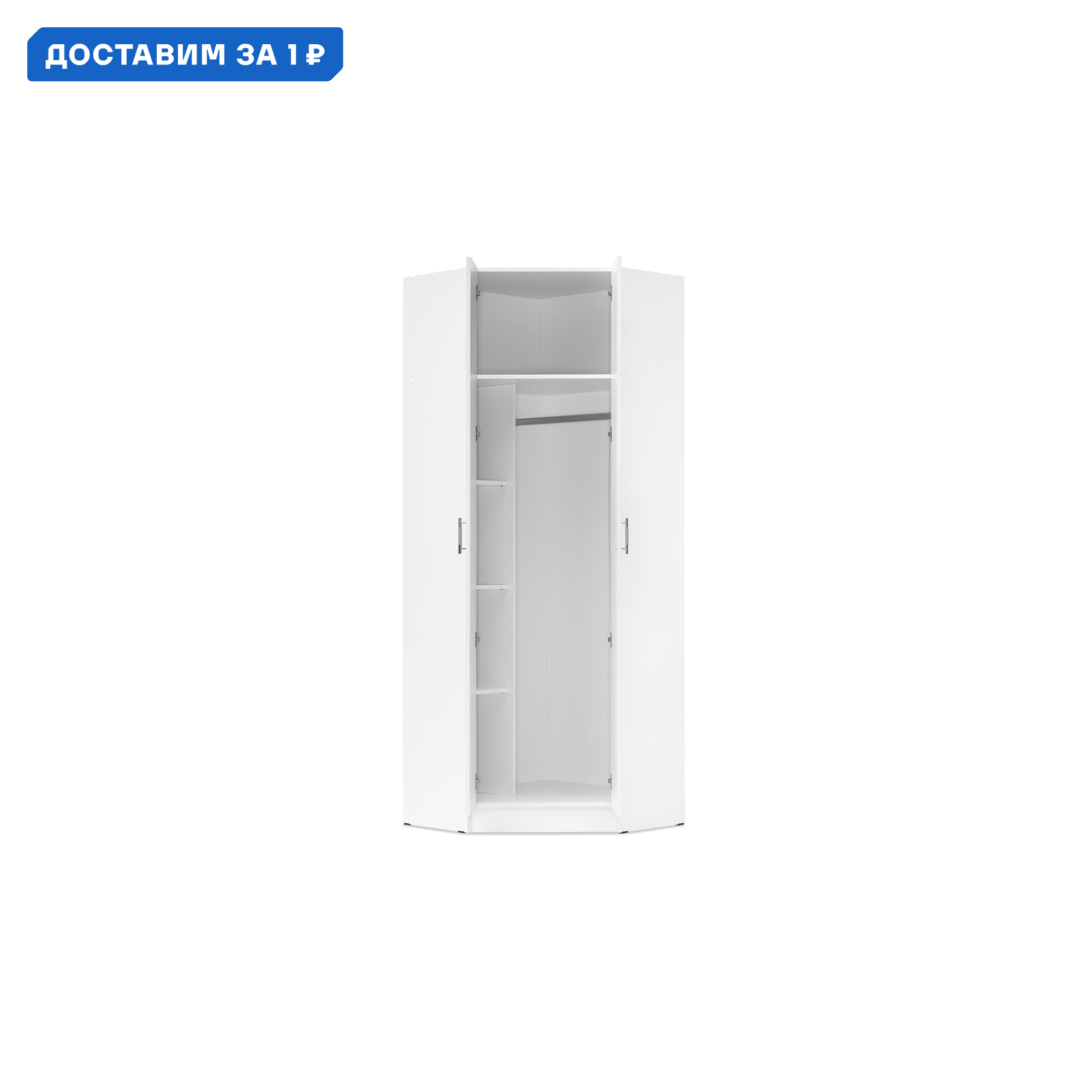 Изображение товара Шкаф Миф 80x220x80 см из ЛДСП белый распашной современный стиль