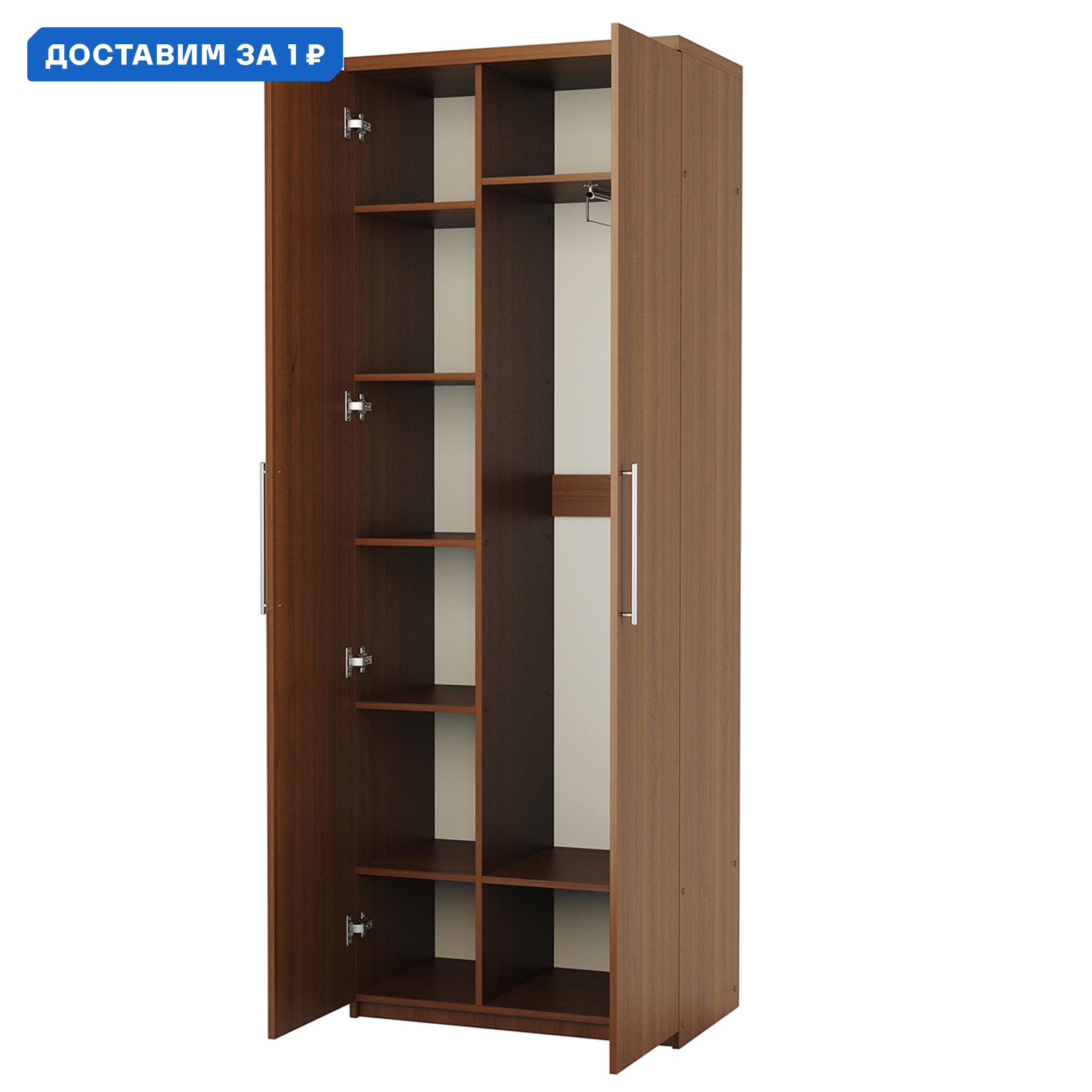 Изображение товара Шкаф распашной Гамма Мелодия МК-22 2-дверный 100x240x45 см орех