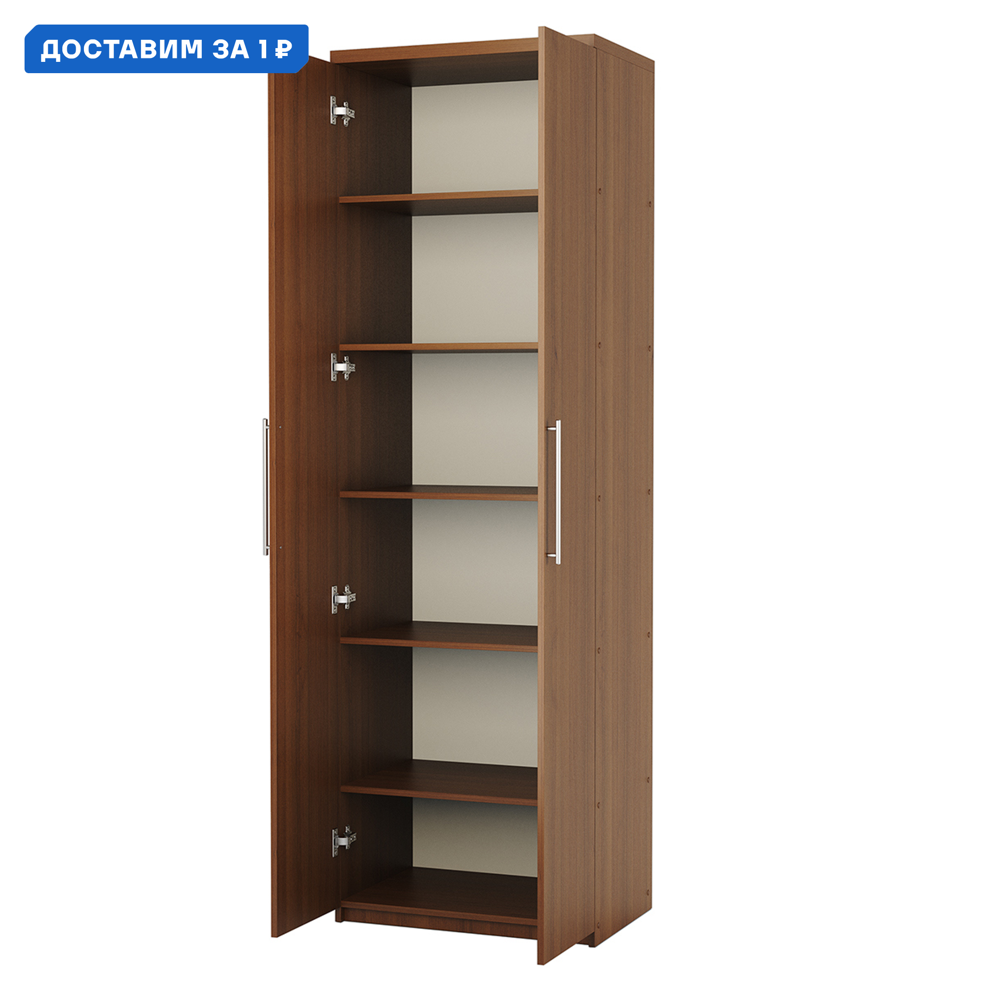 Изображение товара Шкаф распашной Гамма Мелодия МП-21 60x240x60 см орех для спальни и гостиной