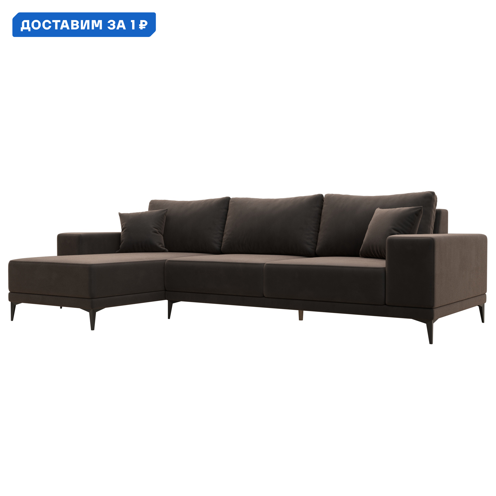 Изображение товара Диван угловой Льюес левый Лига диванов 122399L 280x88x164 см велюр цвет коричневый