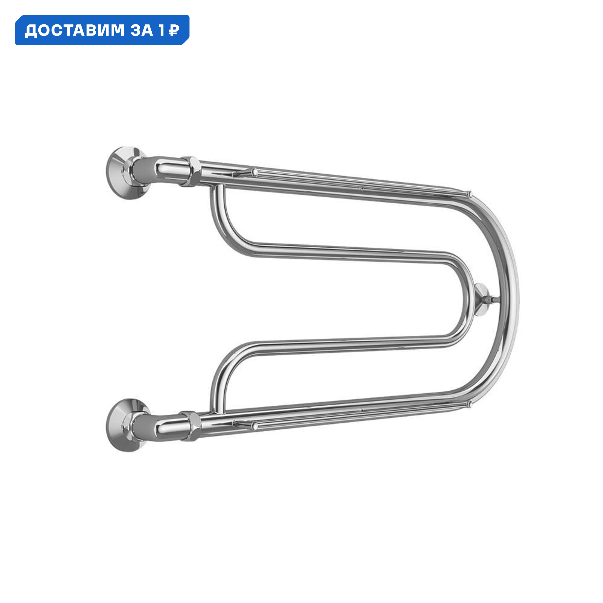 Изображение товара Полотенцесушитель водяной e-образный Terminus Фокстрот 352x700 мм боковая универсальная подводка нержавеющая сталь цвет хром