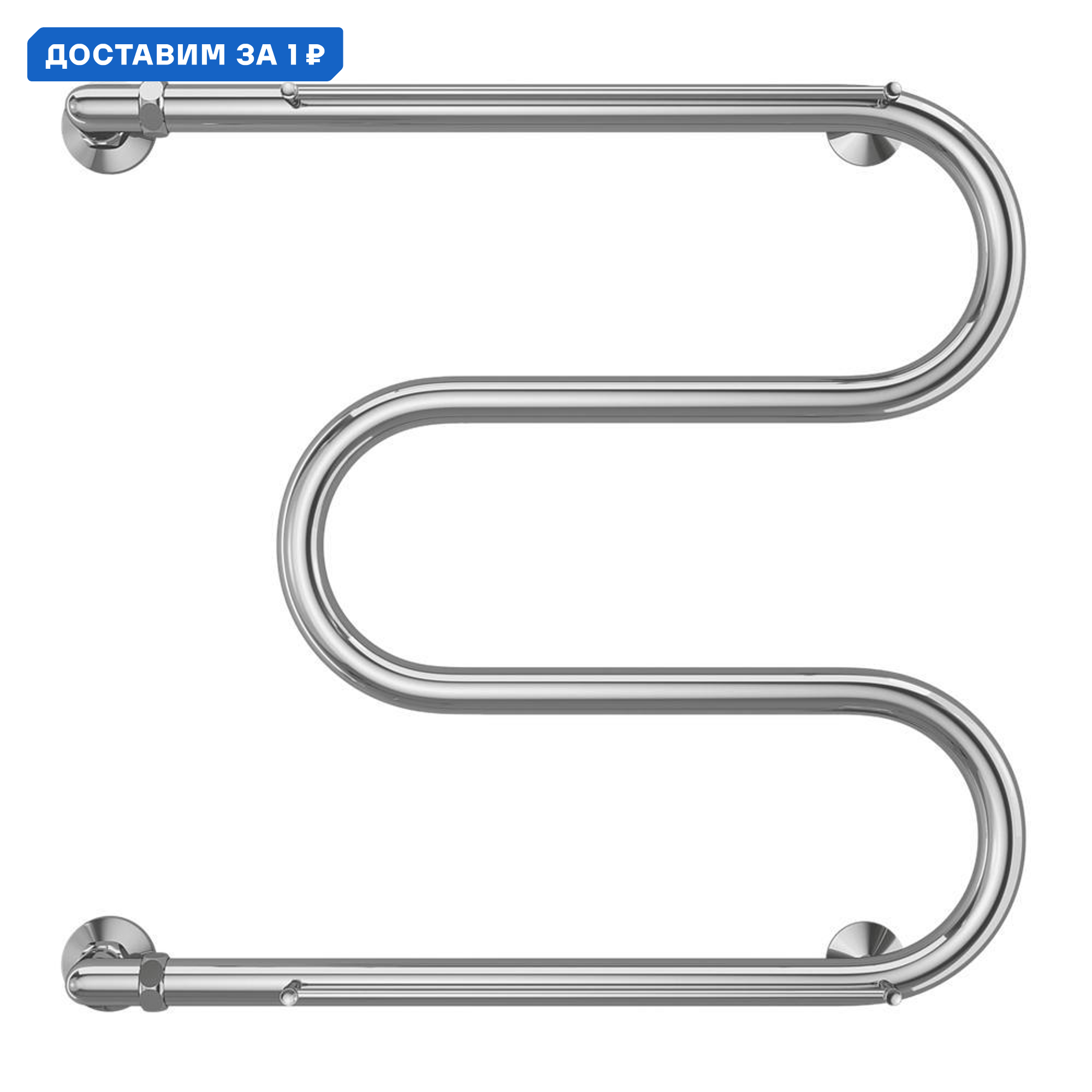 Изображение товара Водяной полотенцесушитель M-образный Terminus 632x600 мм нержавеющая сталь хром