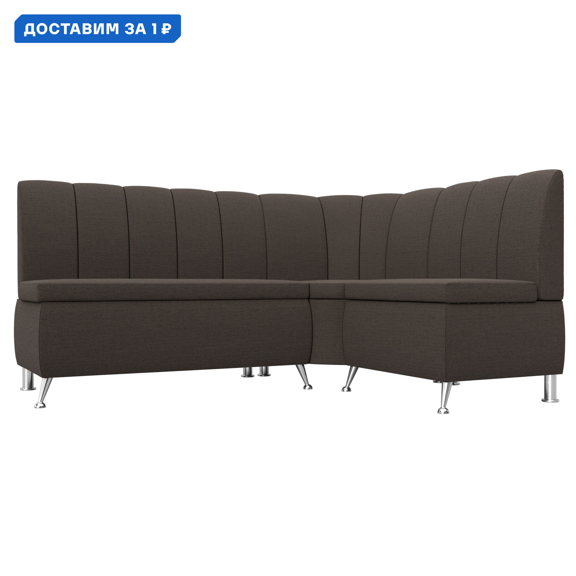 Изображение товара Угловой кухонный диван Кантри 170x88x133 см коричневый рогожка