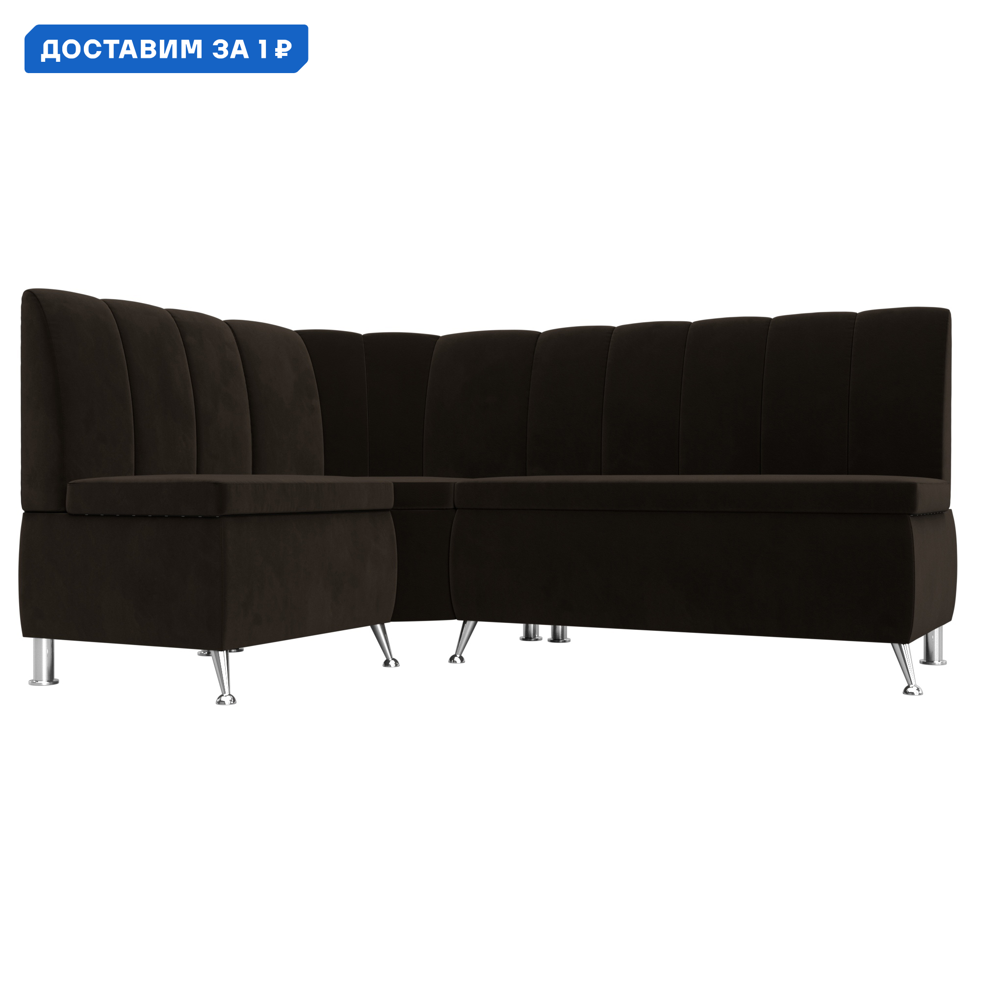 Изображение товара Диван кухонный угловой Кантри левый угол Лига диванов 29448L 170x88x133 см микровельвет цвет коричневый