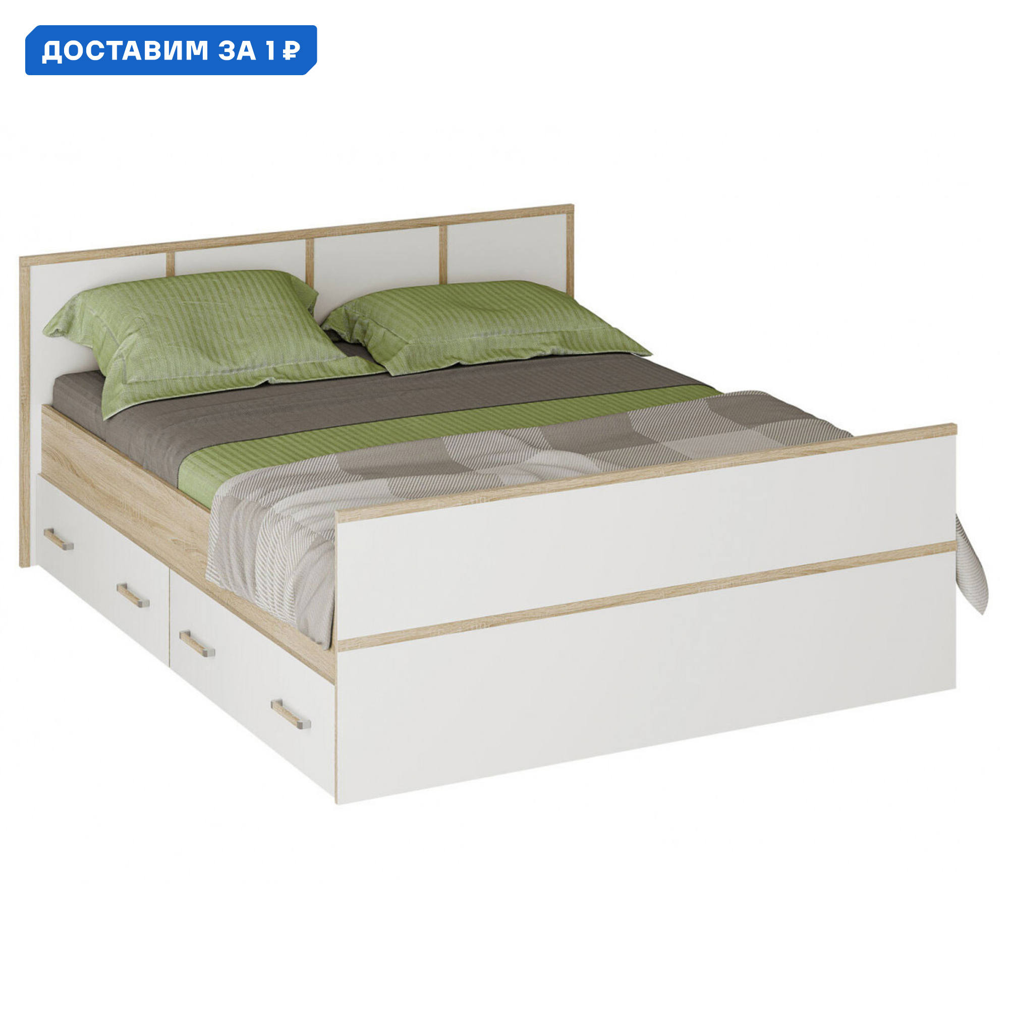 Изображение товара Кровать Bts Сакура 148080 155x86x203.4 см ЛДСП цвет дуб сонома/белый