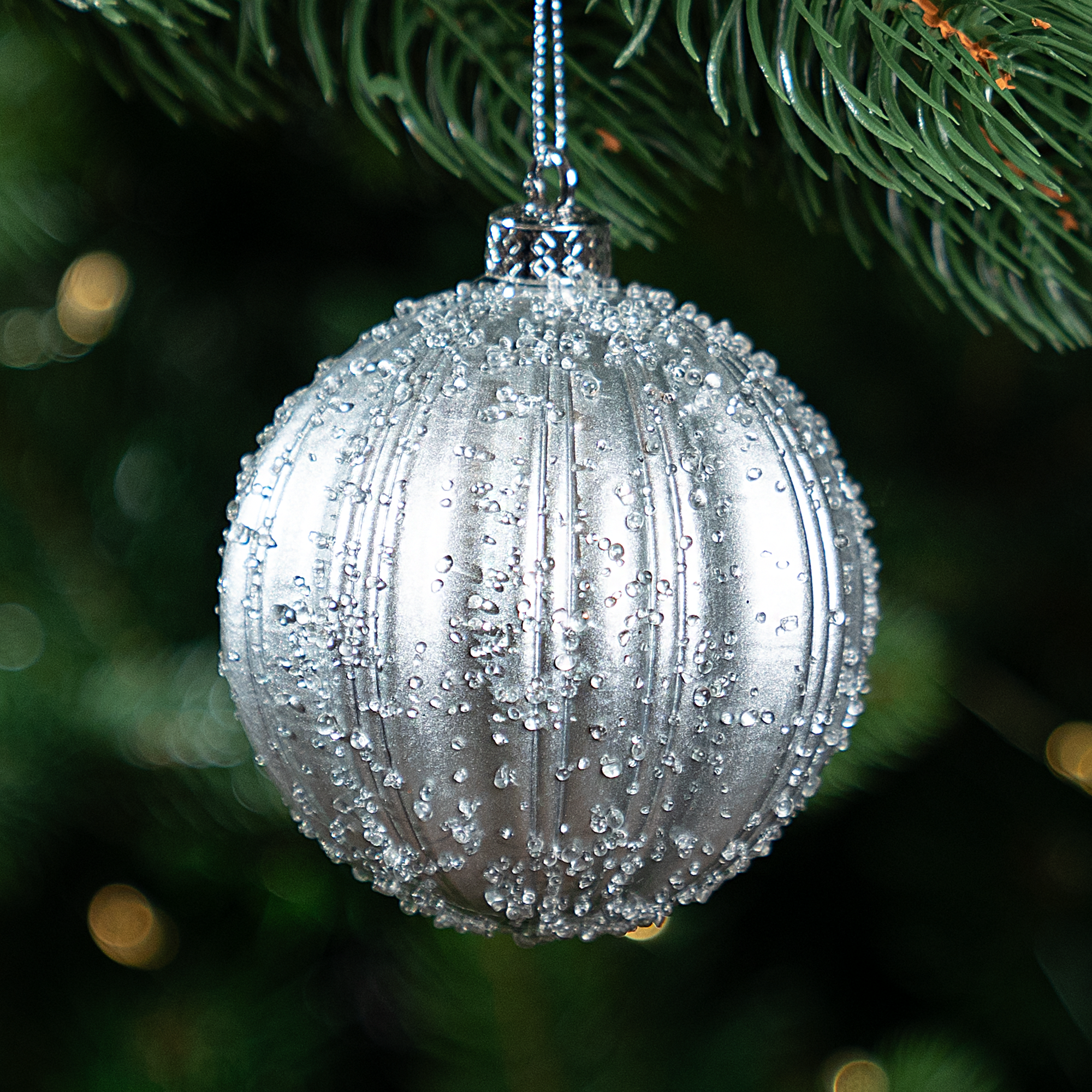 Изображение товара Шар елочный KREAFORTA фактурный ø8 см серый праздничное украшение