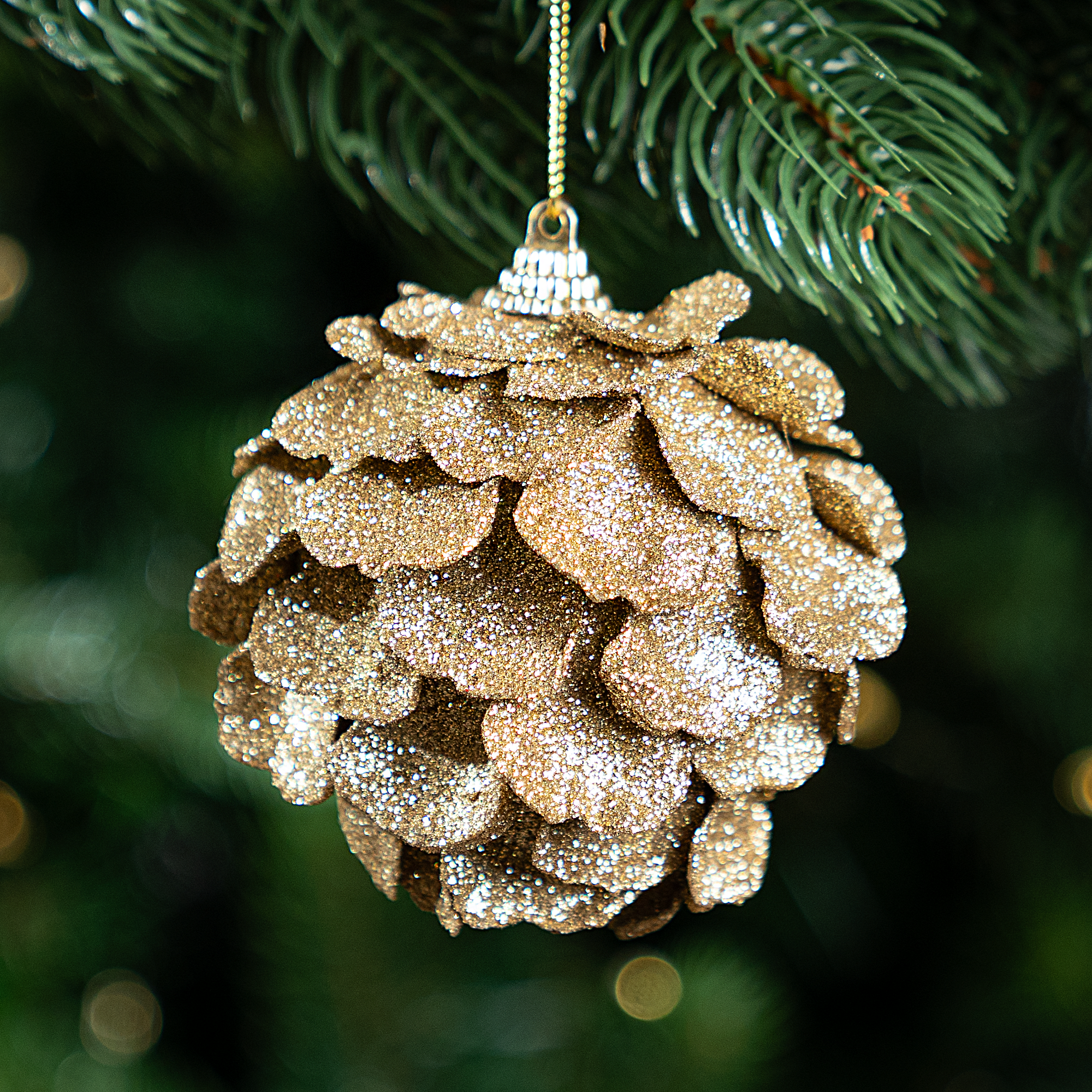 Изображение товара Золотой елочный шар KREAFORTA ø8 см с блестками для новогодней елки