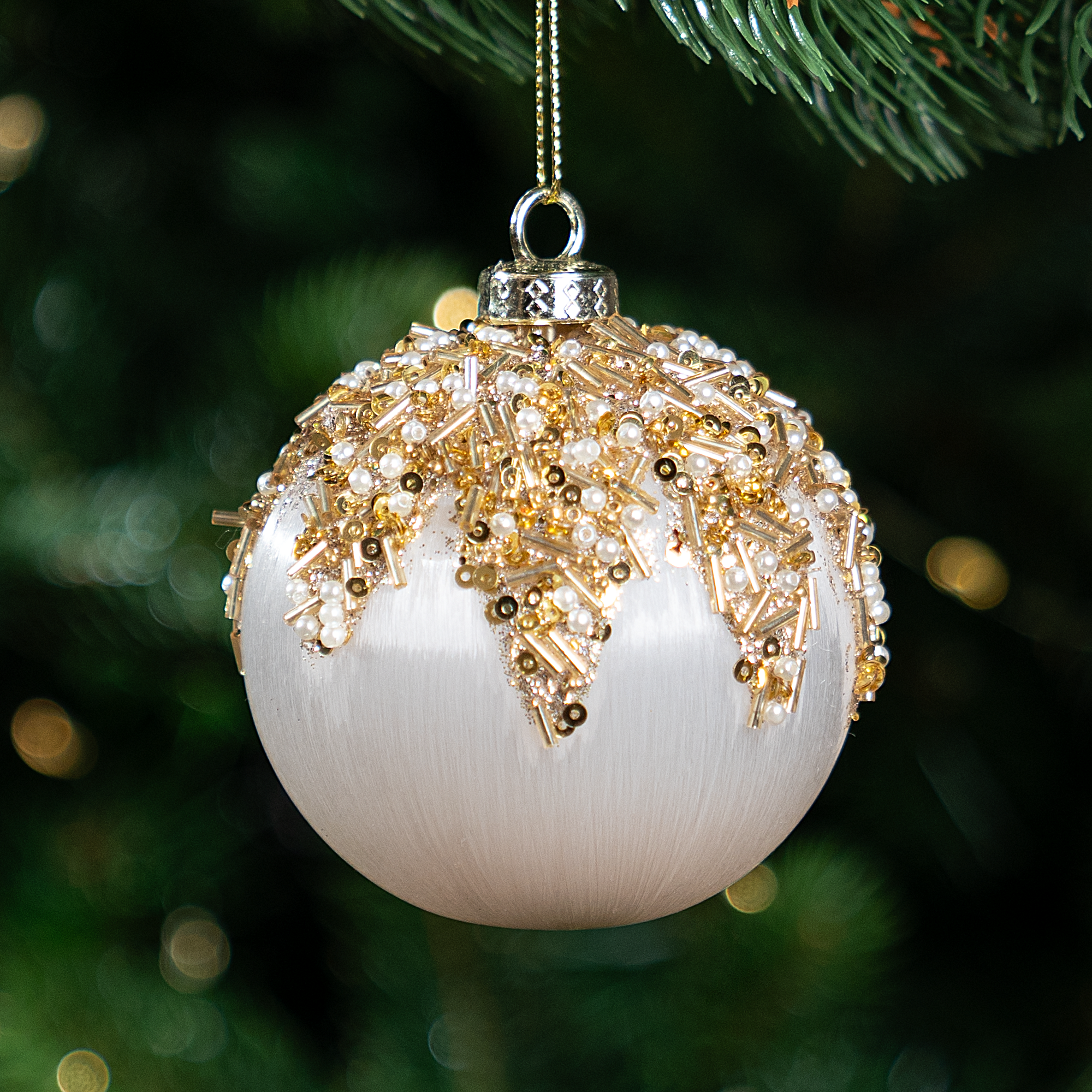 Изображение товара Шар елочный KREAFORTA шелковый ø8 см шампань праздничное украшение