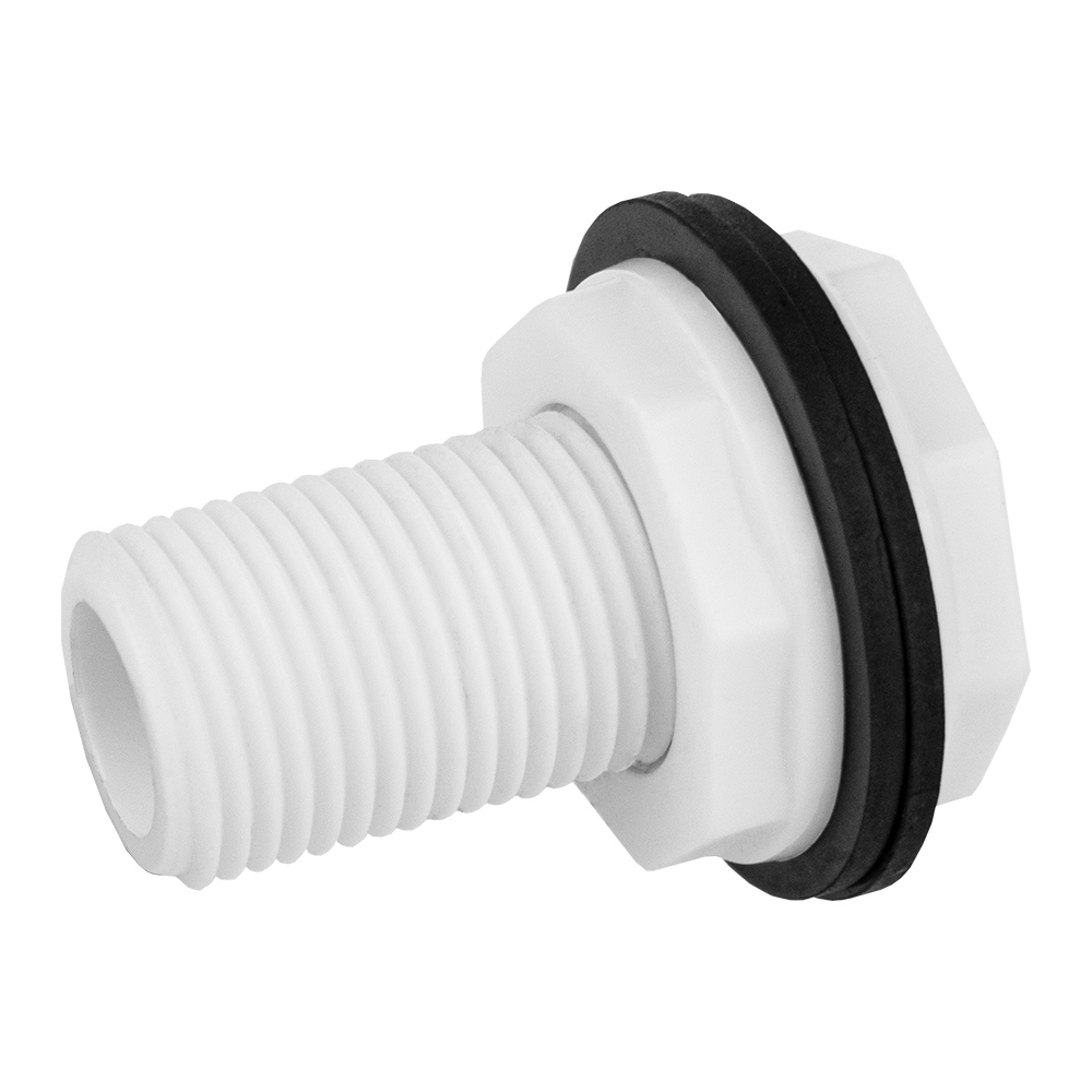Изображение товара Штуцер для врезки в бак 1/2 НР из пластика для водопроводных систем
