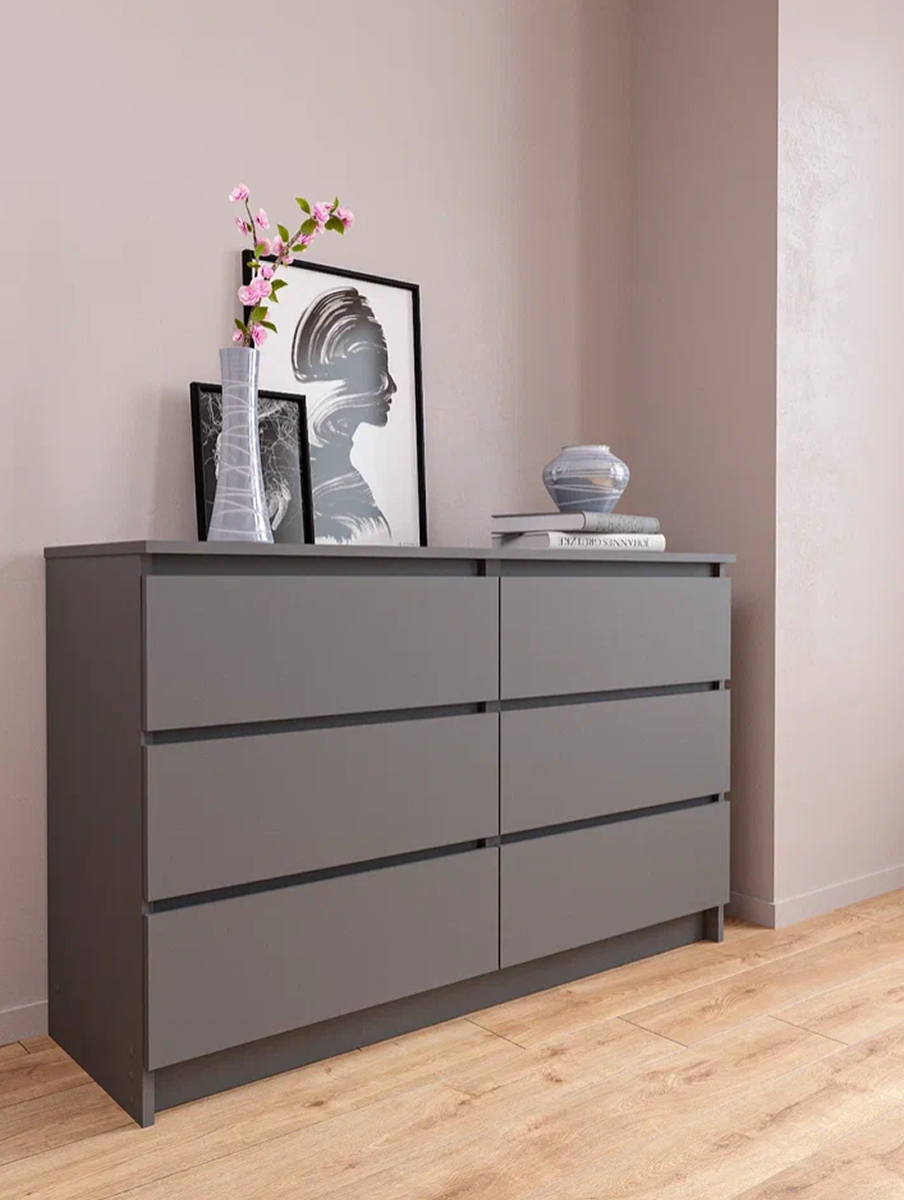 Изображение товара Комод Мори с 6 ящиками из ЛДСП графит современный стиль