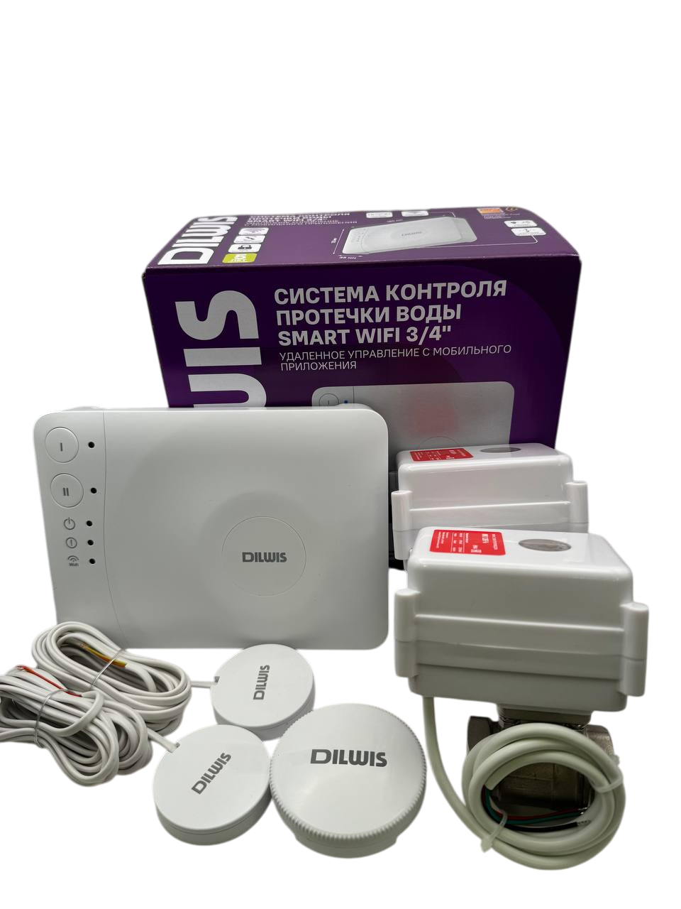 Изображение товара Система защиты от протечек воды DILWIS Smart Wi-Fi 3/4  с датчиками и автоматикой