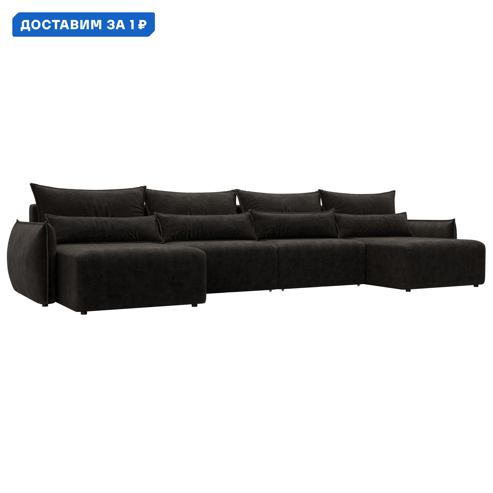 Изображение товара Диван П-образный Лига-051 НПБ Лонг Лига диванов 128738 420x96x160 см велюр цвет brut 17 коричневый