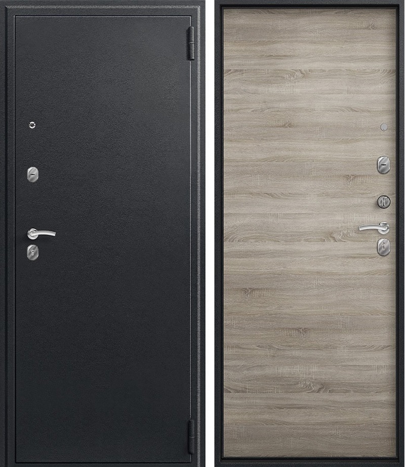 Изображение товара Входная дверь Hit О-11 правый 205x86см цвет чёрный муар/дуб светлый