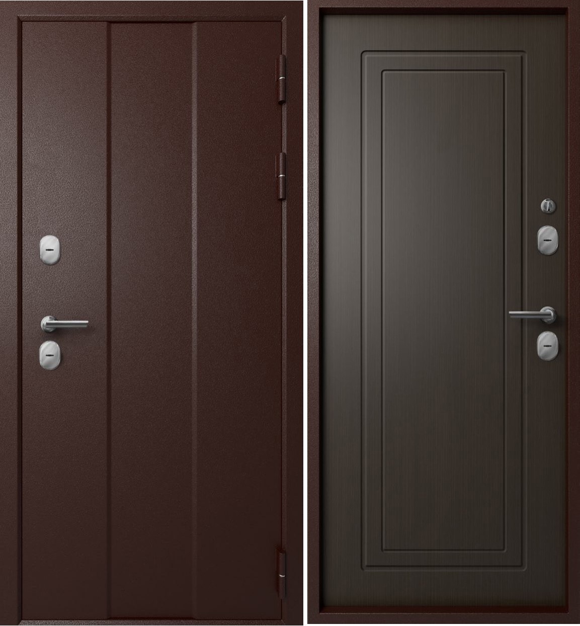 Изображение товара Входная дверь ЭТАЛОН Термо-6 правый 205x86 см медь антик/венге