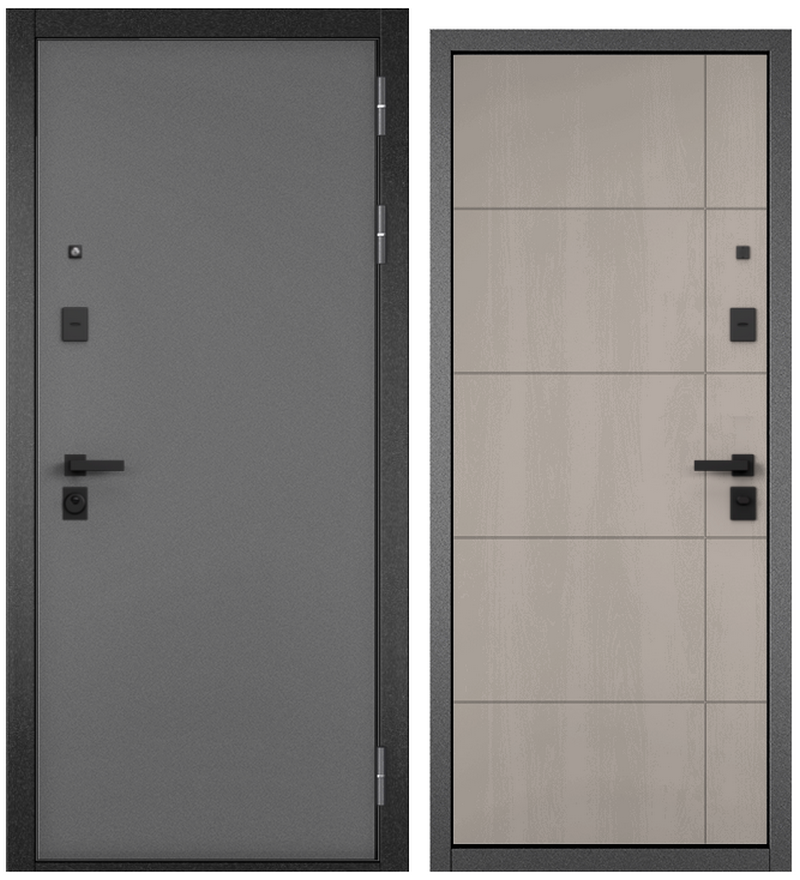 Изображение товара Входная дверь Эталон City prime левый 205x96см цвет антрацит букле/дуб шале белый