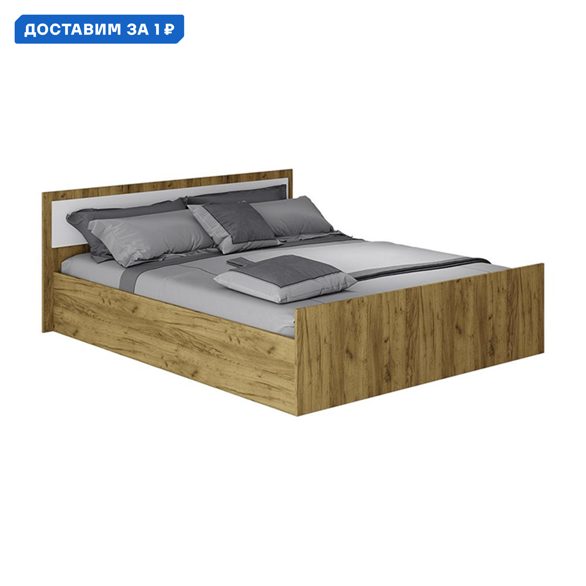 Изображение товара Кровать Мебелони Евро light КР-17 175x75x203.2 см ЛДСП цвет крафт/белый