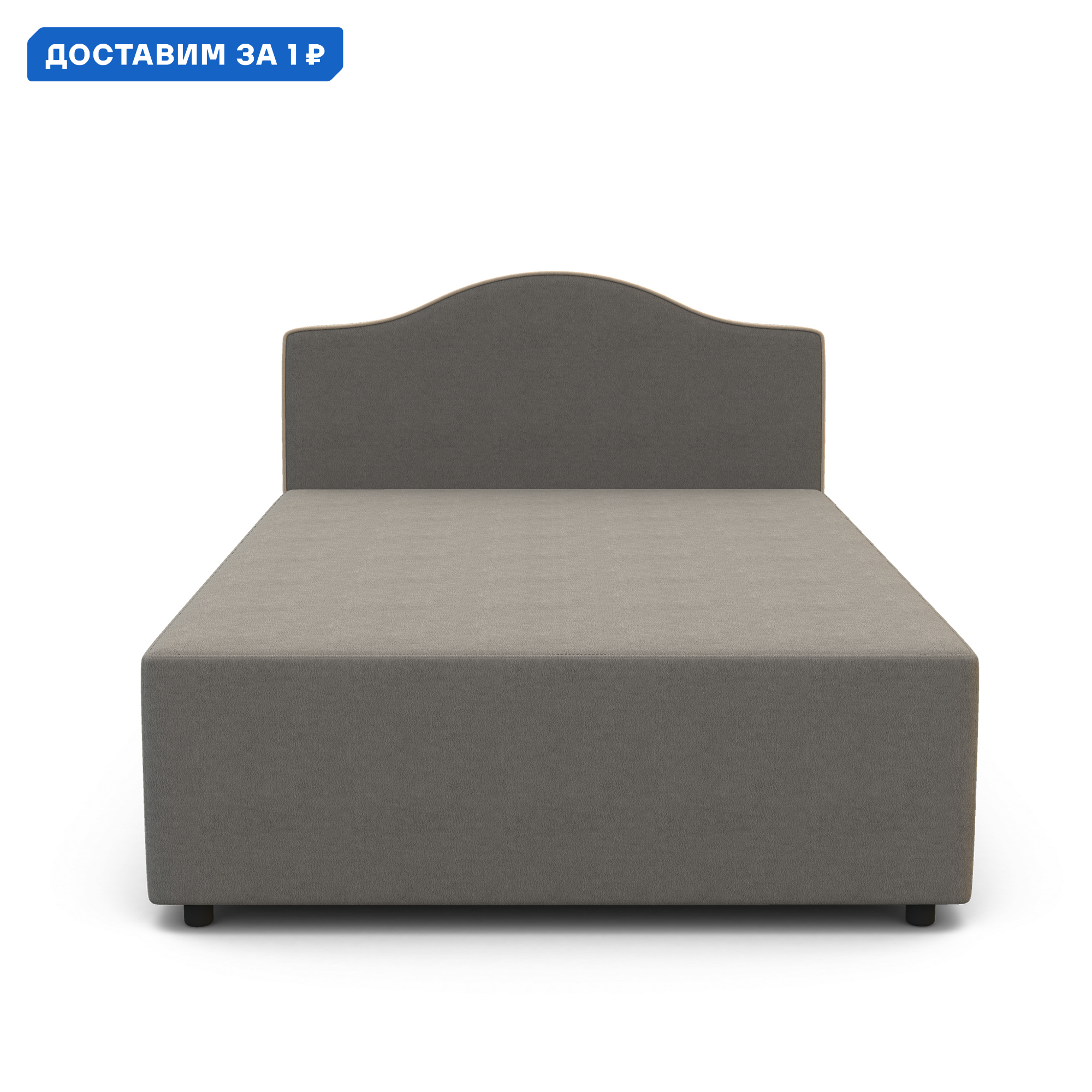 Изображение товара Кровать тахта Гамма Класс 140x106,5x202 см серый велюр массив дерева