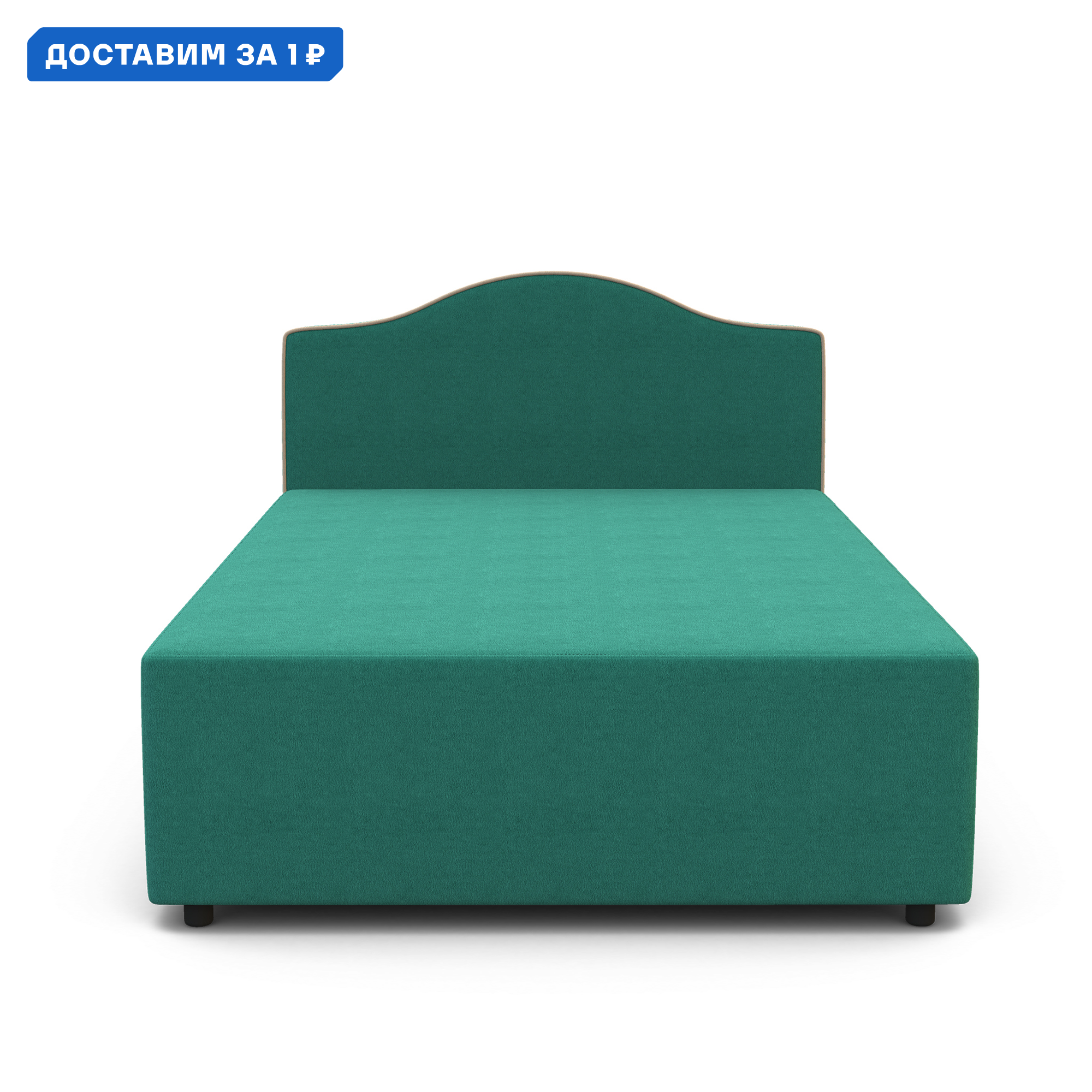 Изображение товара Кровать тахта Гамма Класс 100x106.5x202 см из массива дерева с велюровой обивкой бирюзовая